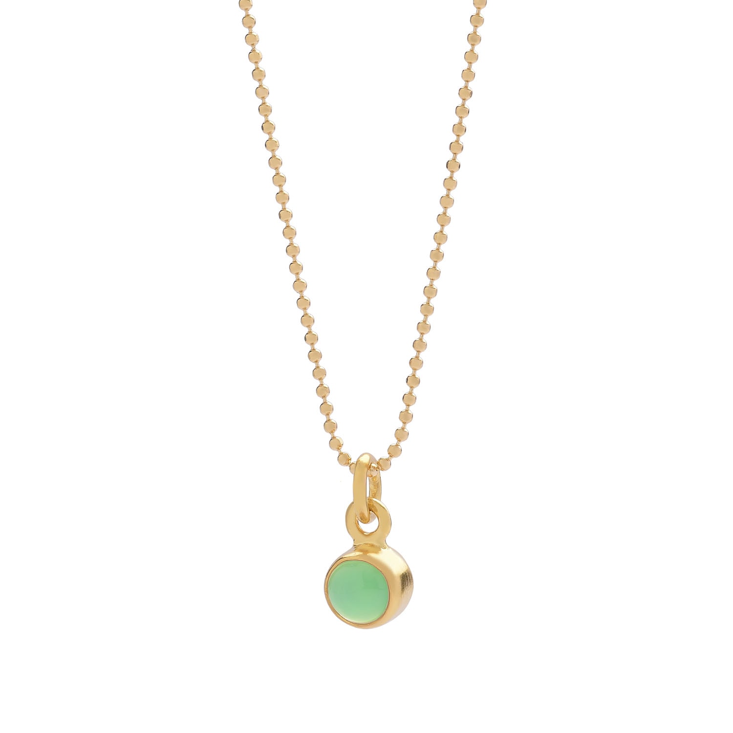 Nellou Jewellery Women's Green Gem Dot Birthstone Necklace May Chrysoprase Gold Plated Sterling Silver In Green
