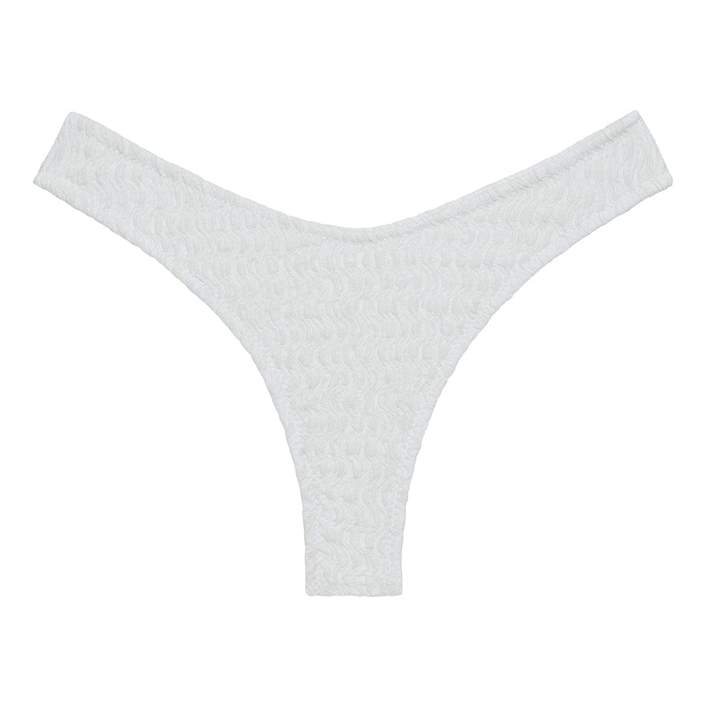 Montce Swim Women's White Seychelles Added Coverage Lulu Zig-zag Stitch Bikini Bottom In White