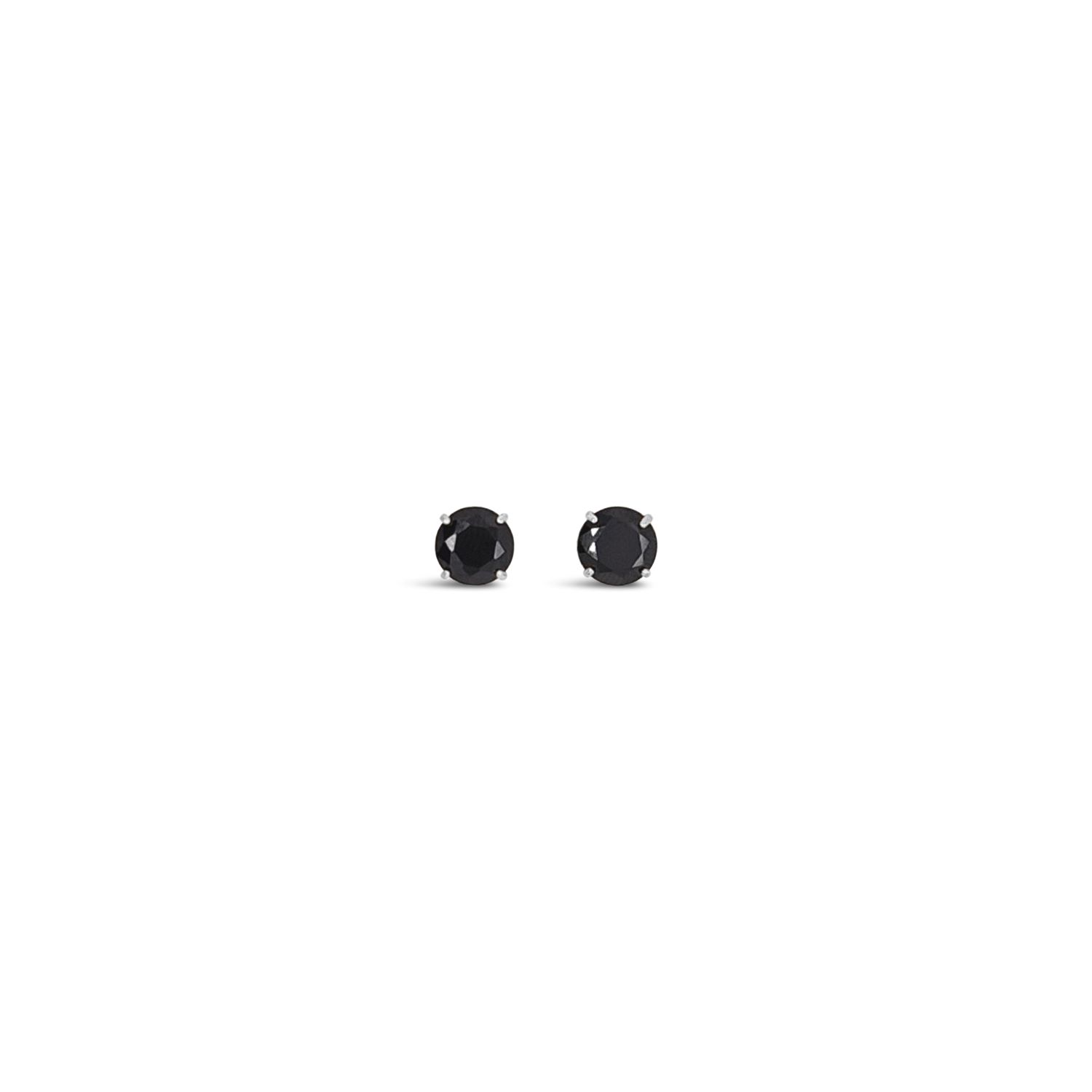 Lutiro Women's Round Six Mm Black Studs - 10k White Gold