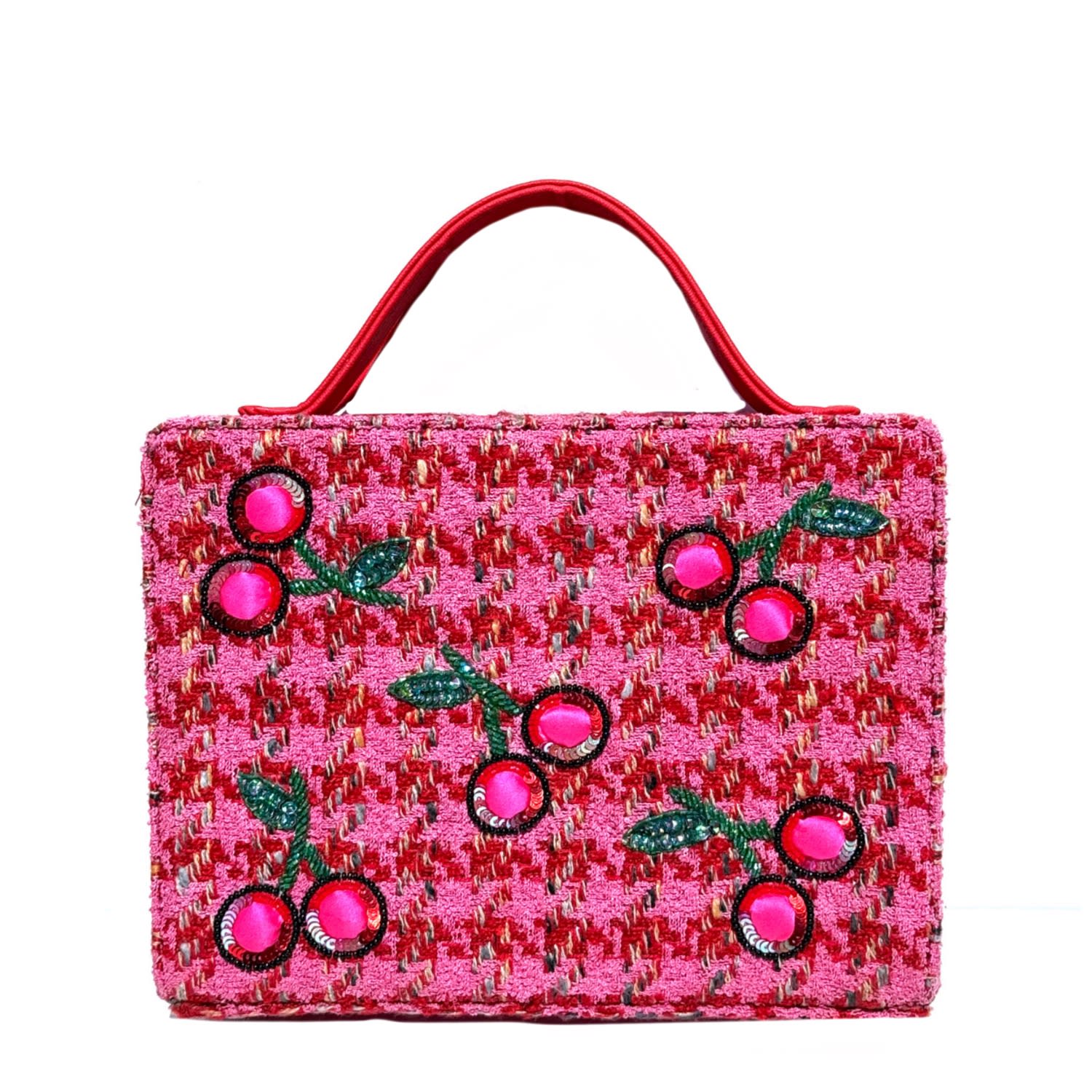 Simitri Women's Pink / Red Cherry Briefcase Clutch Bag In Multi
