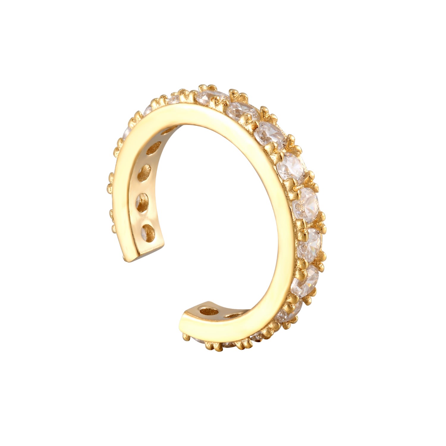 Women’s 22Ct Gold Vermeil White Cz Cuff Earring Seol + Gold