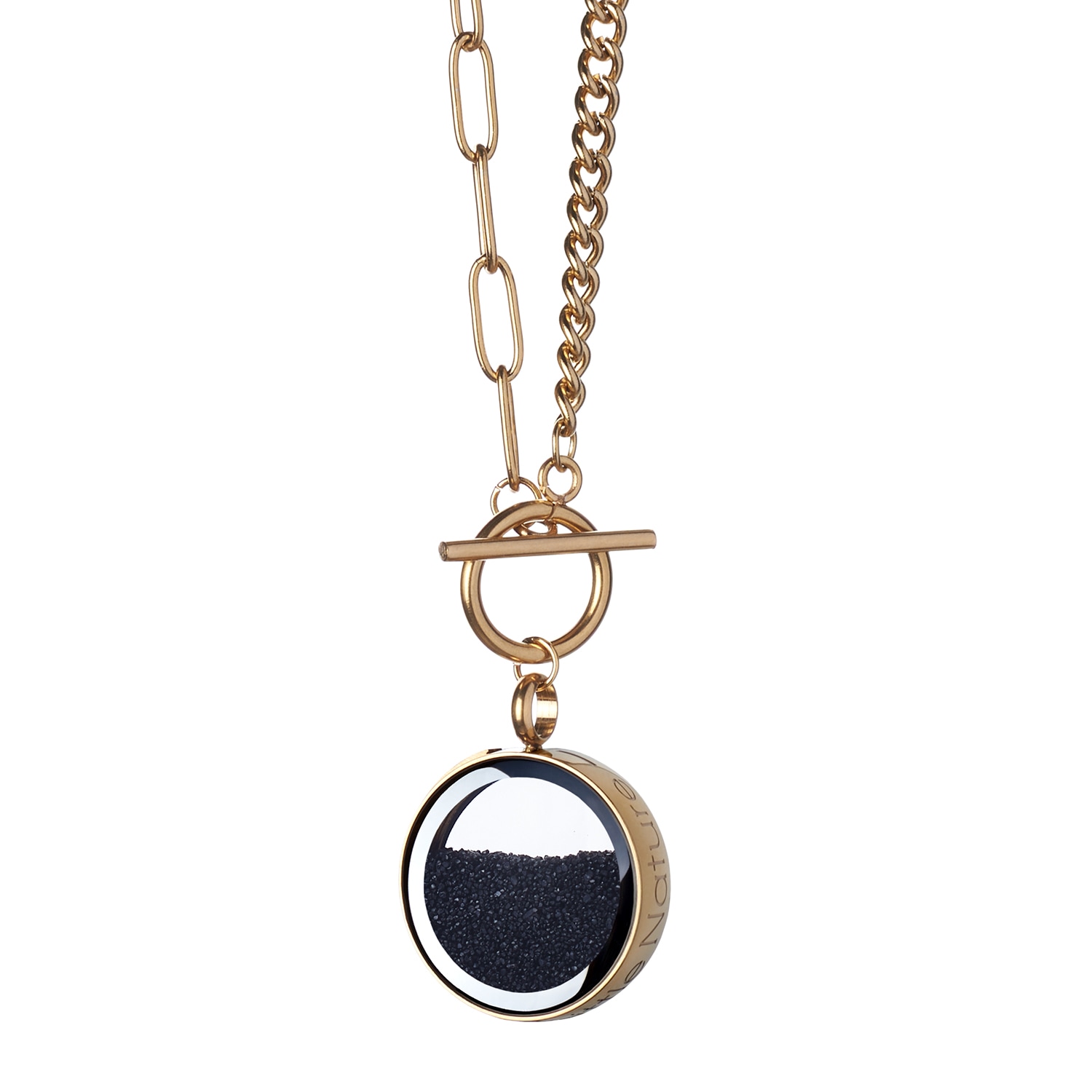 My Little Nature Women's Gold / Black Gold Plated Statement Necklace With Real Volcanic Sand – Handmade Nature Jewelr