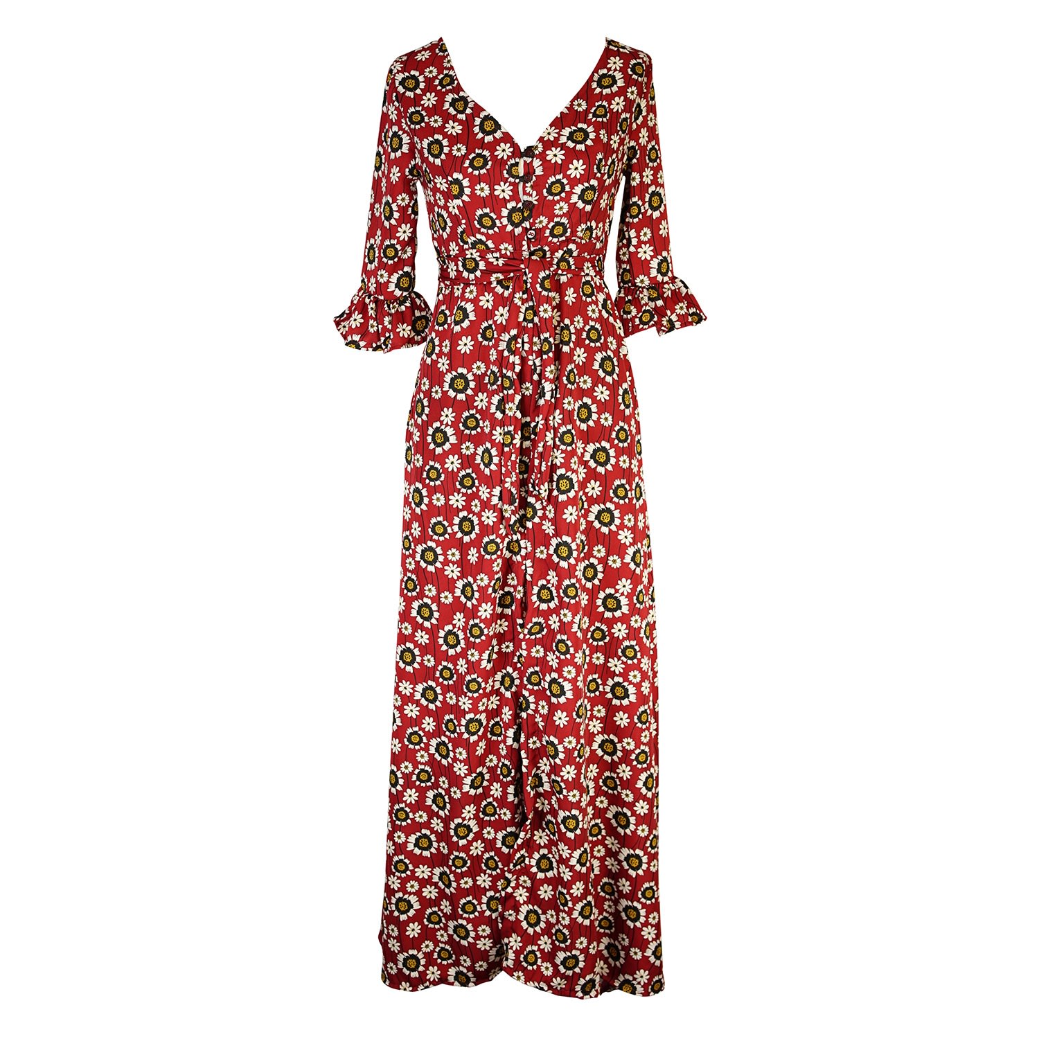 Women’s Sunflower Dressing Gown In Rouge Extra Small Jennafer Grace