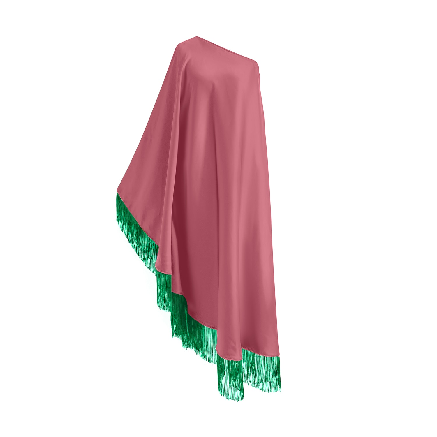 Toma Women's Green / Pink Green Fringe Off Shoulder Dusty Pink Glam Maxi Dress In Multi