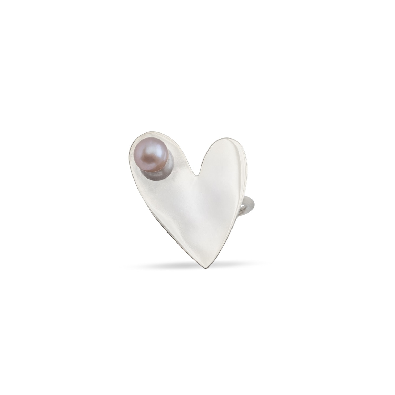 Silver Moon Women's Sterling Silver Ring – Heart's Pearl In Metallic