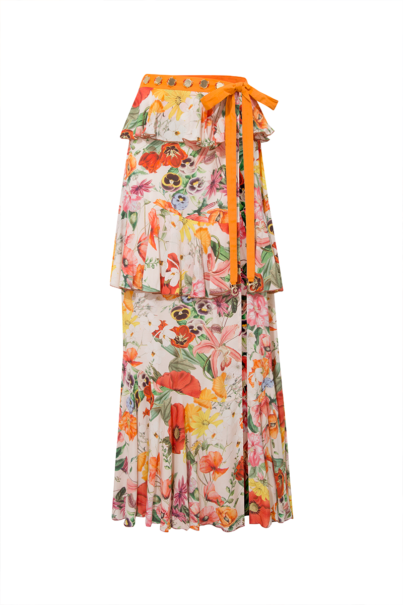 Women's Sally Skirt - Printed Ecru | Large | Luna B