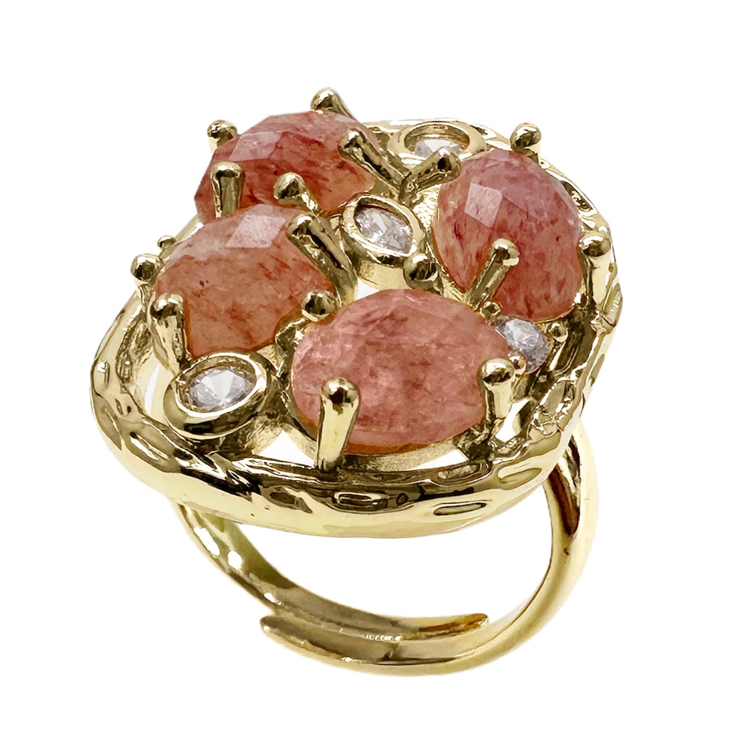 Farra Women's Pink / Purple Orange Moonstone Setting Statement Ring