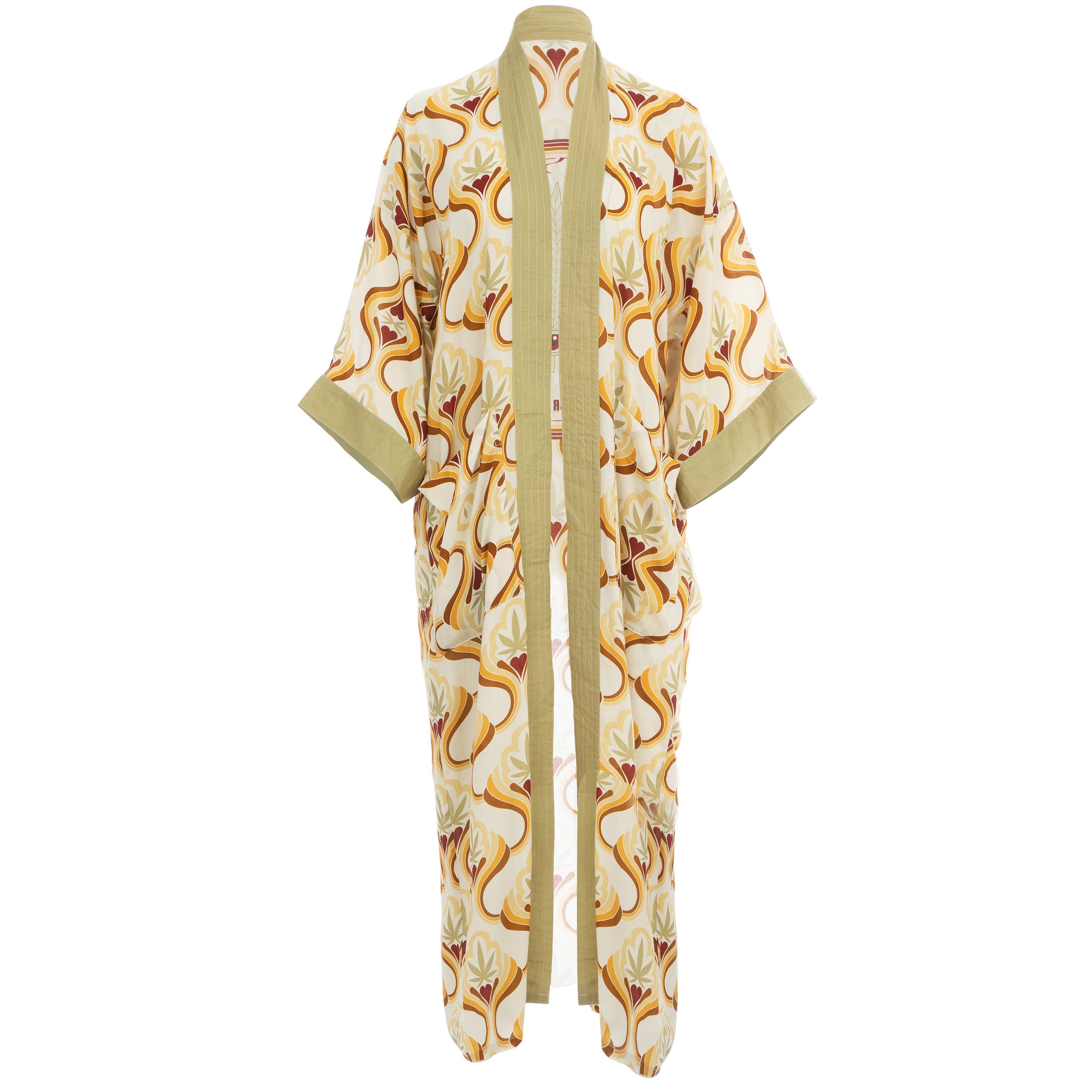 Women’s Neutrals / Gold / Green Higher State Kimono One Size Henelle