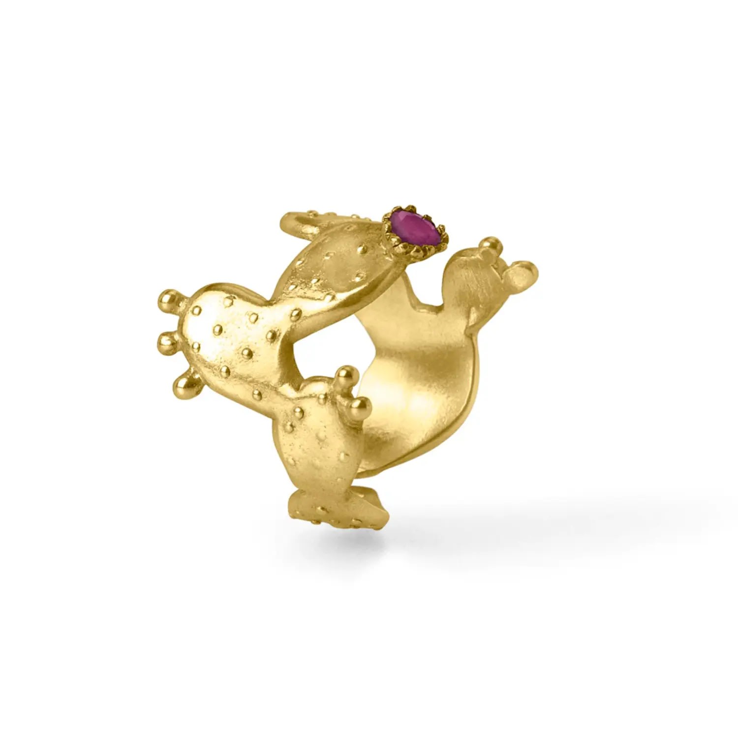 Sophie Simone Designs Women's Gold Cactus Ring With Ruby In Gold