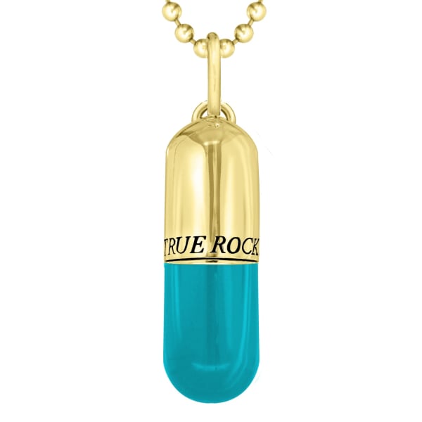 True Rocks Turquoise Enamel & 18 Carat Gold-plated Mini Pill Charm On Gold Hoop Earring In Hoop