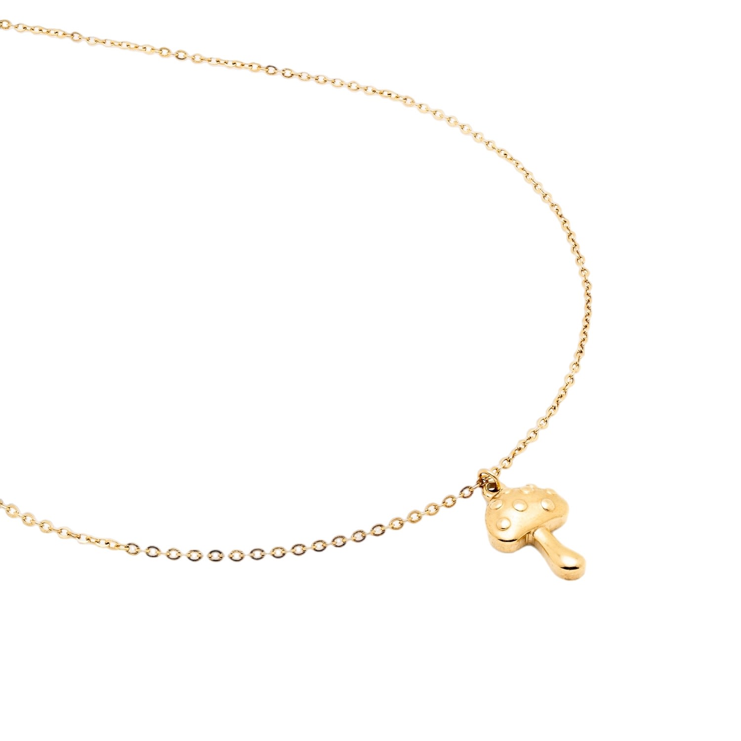 Mink&ivy Women's Mushroom Necklace Tarnish Free Gold