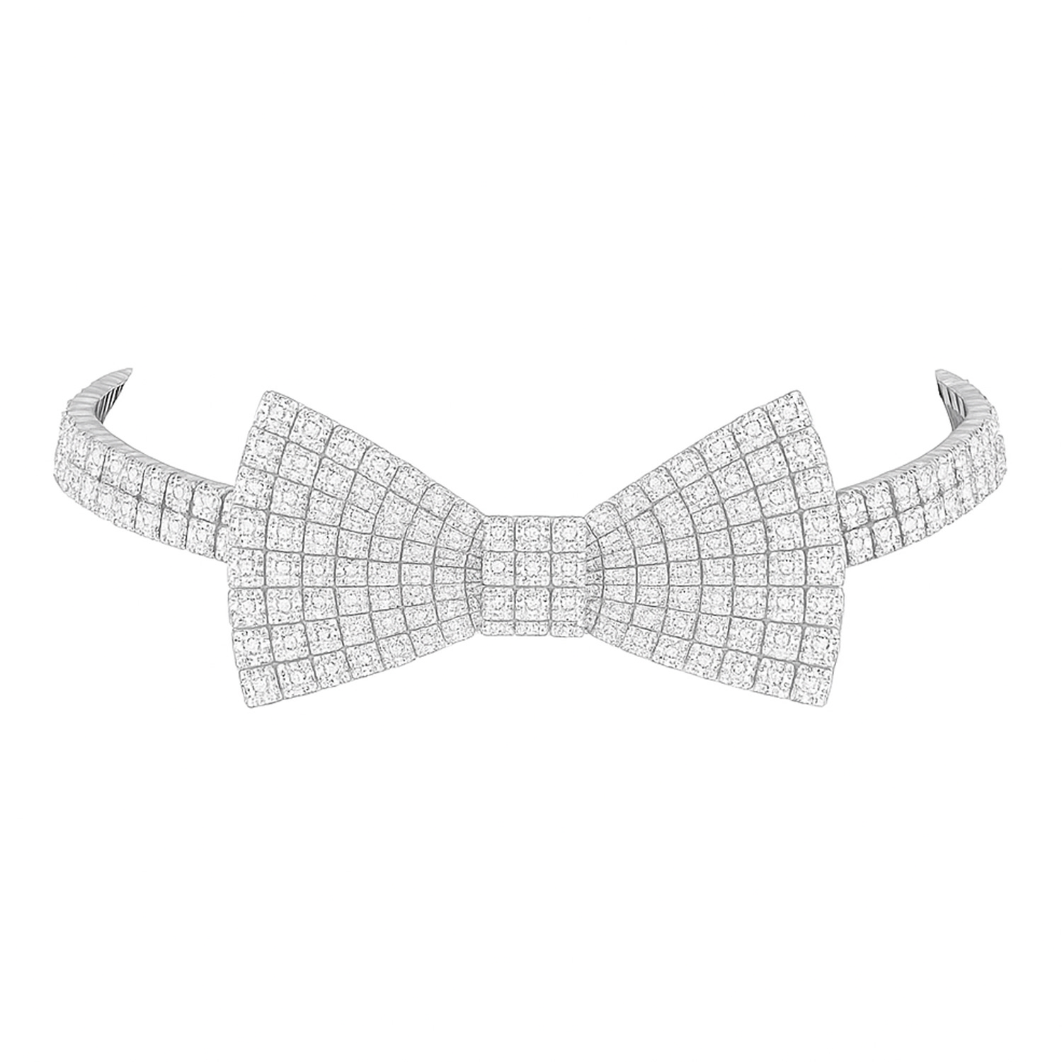 The Gala Women's Silver Crystal Bowtie Choker In Silver