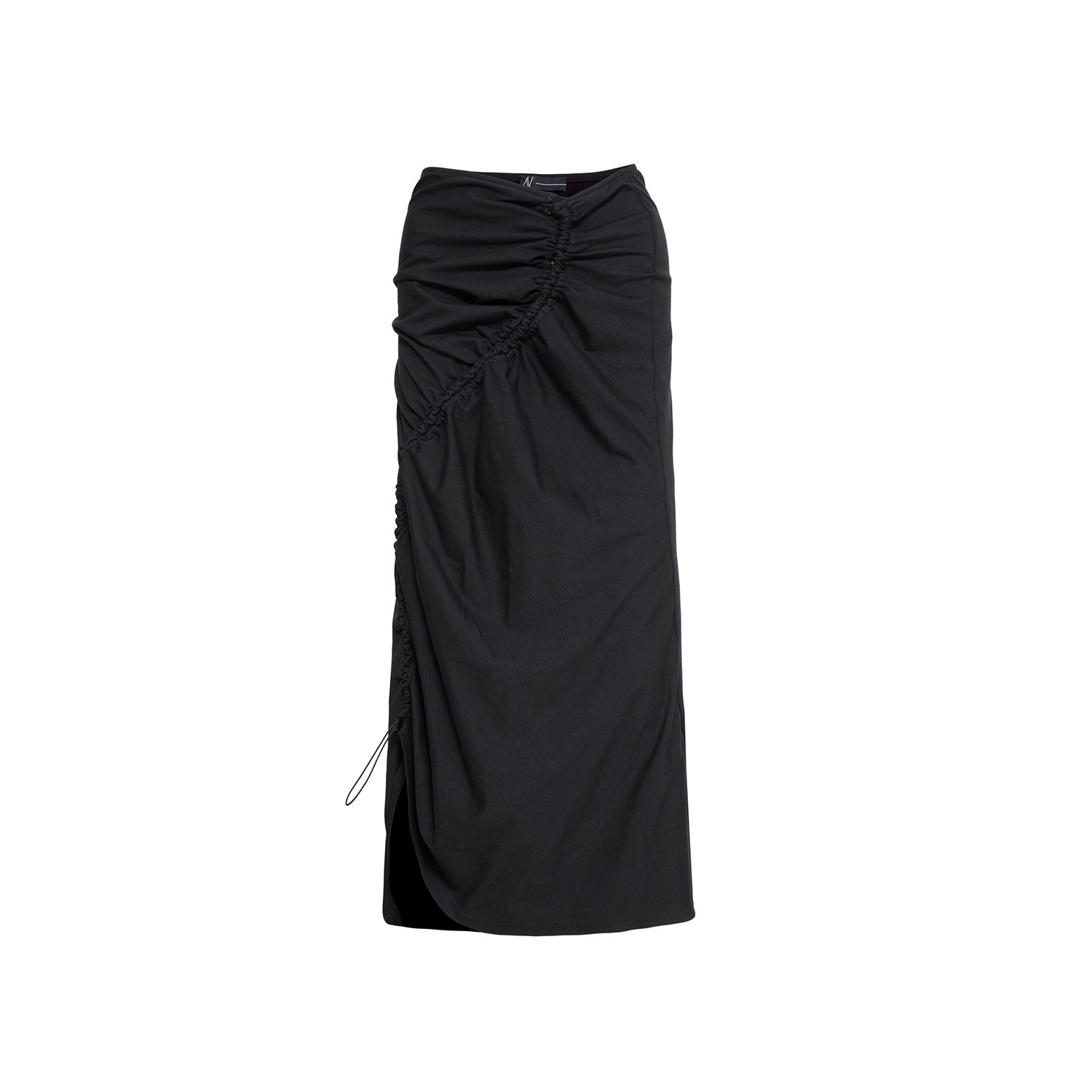 Audrey Vallens Women's Black Spades Two Gathered Seam Skirt In Black