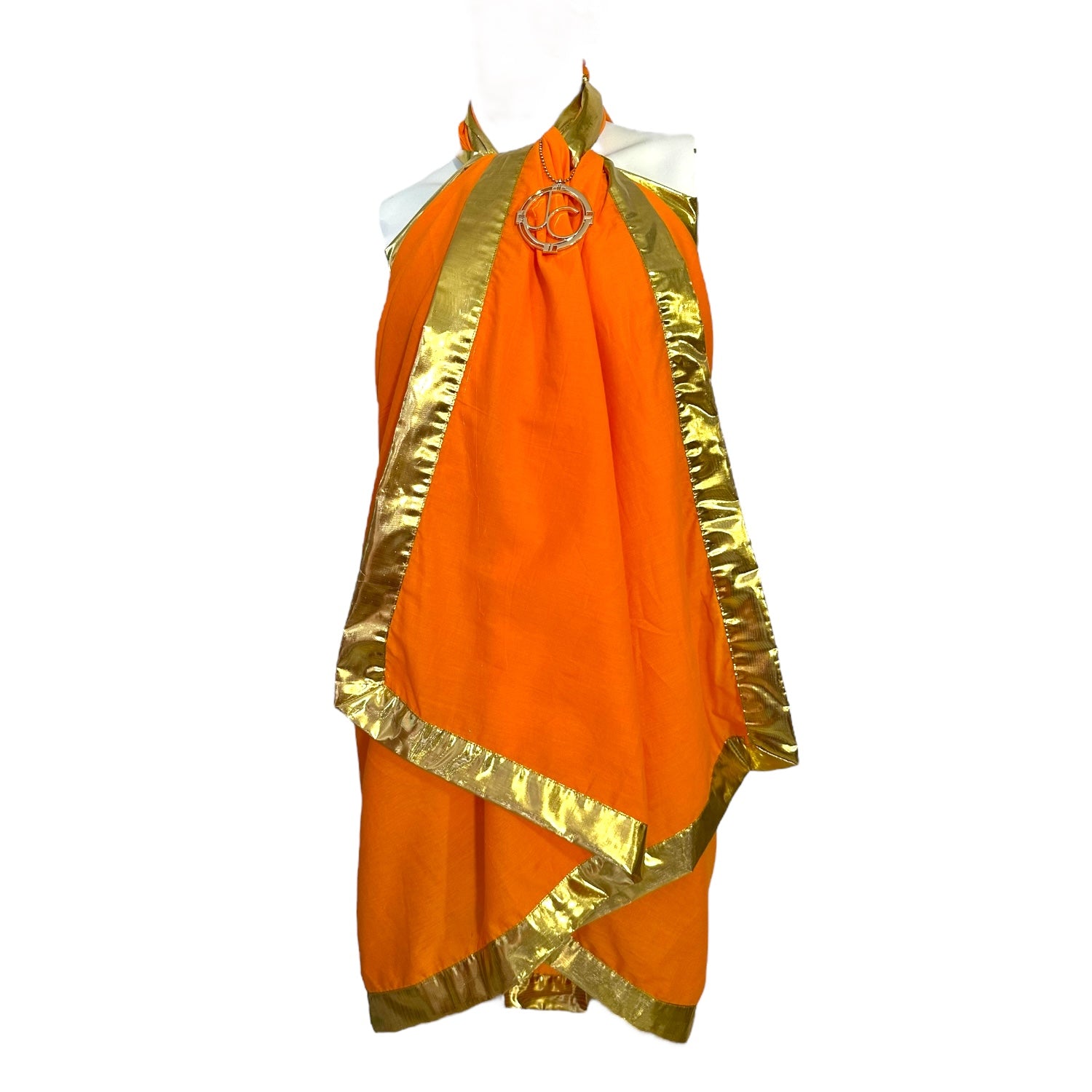 Women's Orange Cotton Voile Tigre Pendant Sarong | One Size | Julia Clancey
