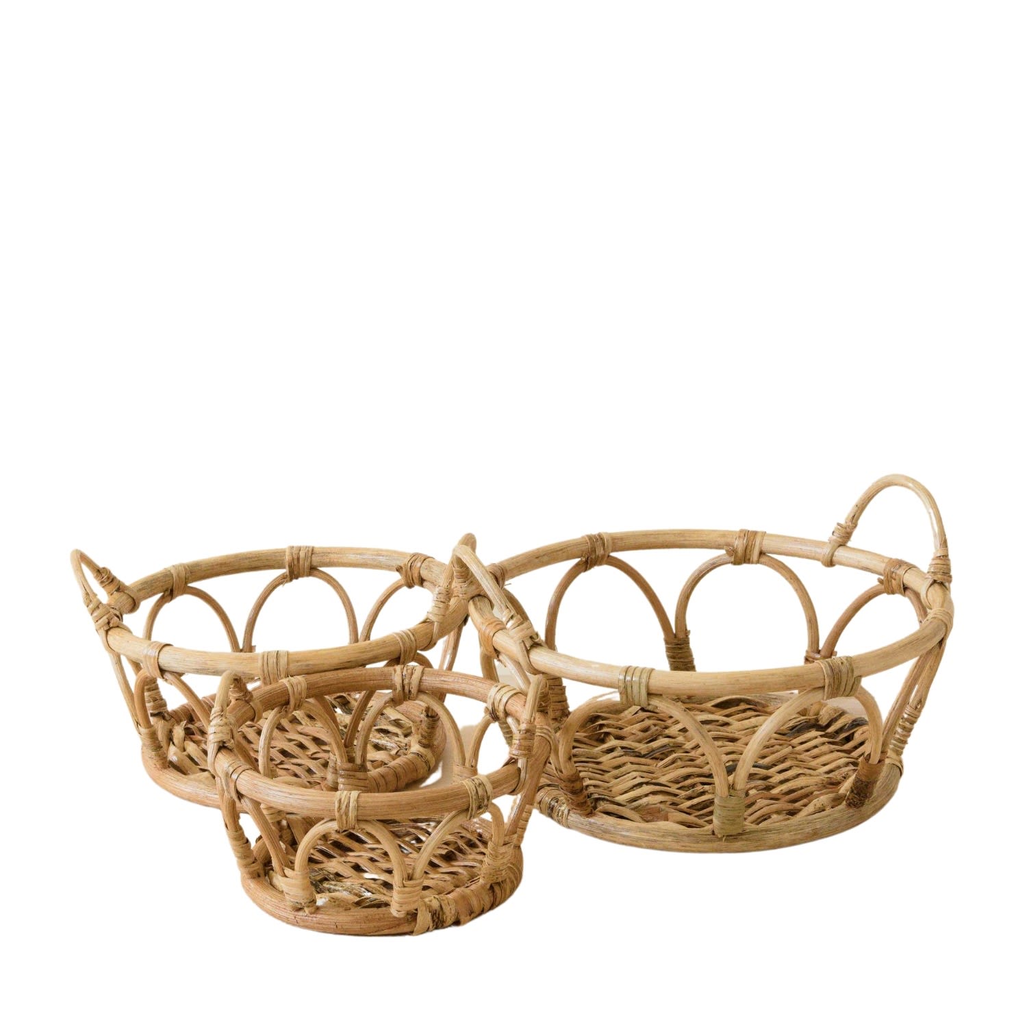 Likha Neutrals Rattan Fruit Basket - Wicker Table Basket Set Of Three