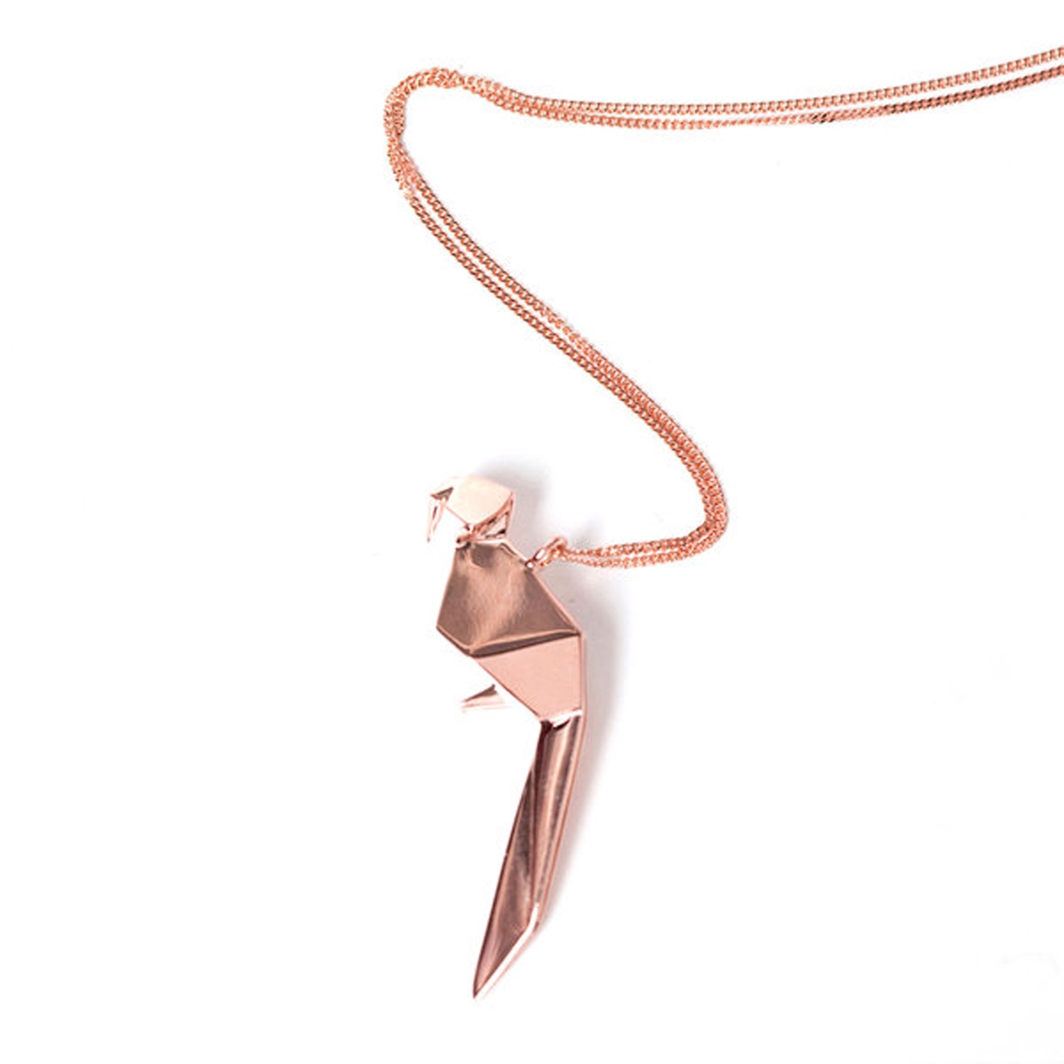 Women’s Parrot Necklace Rose Gold Origami Jewellery