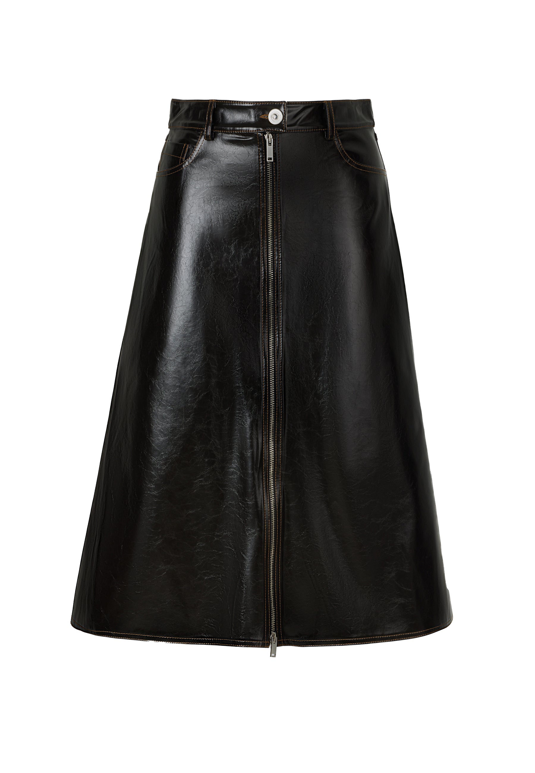 Shop Nocturne Women's Brown Tumbled Leather Skirt