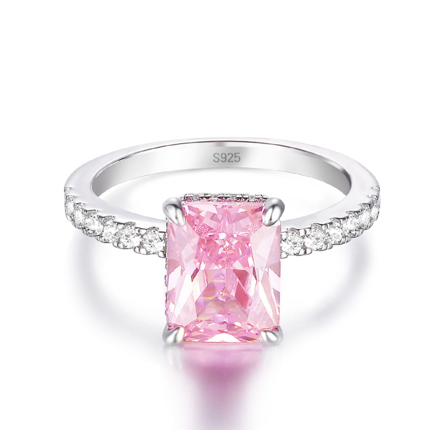 Women’s Silver / Pink / Purple Pink Radiant Cut Pavè Ring Atelier Jewellery