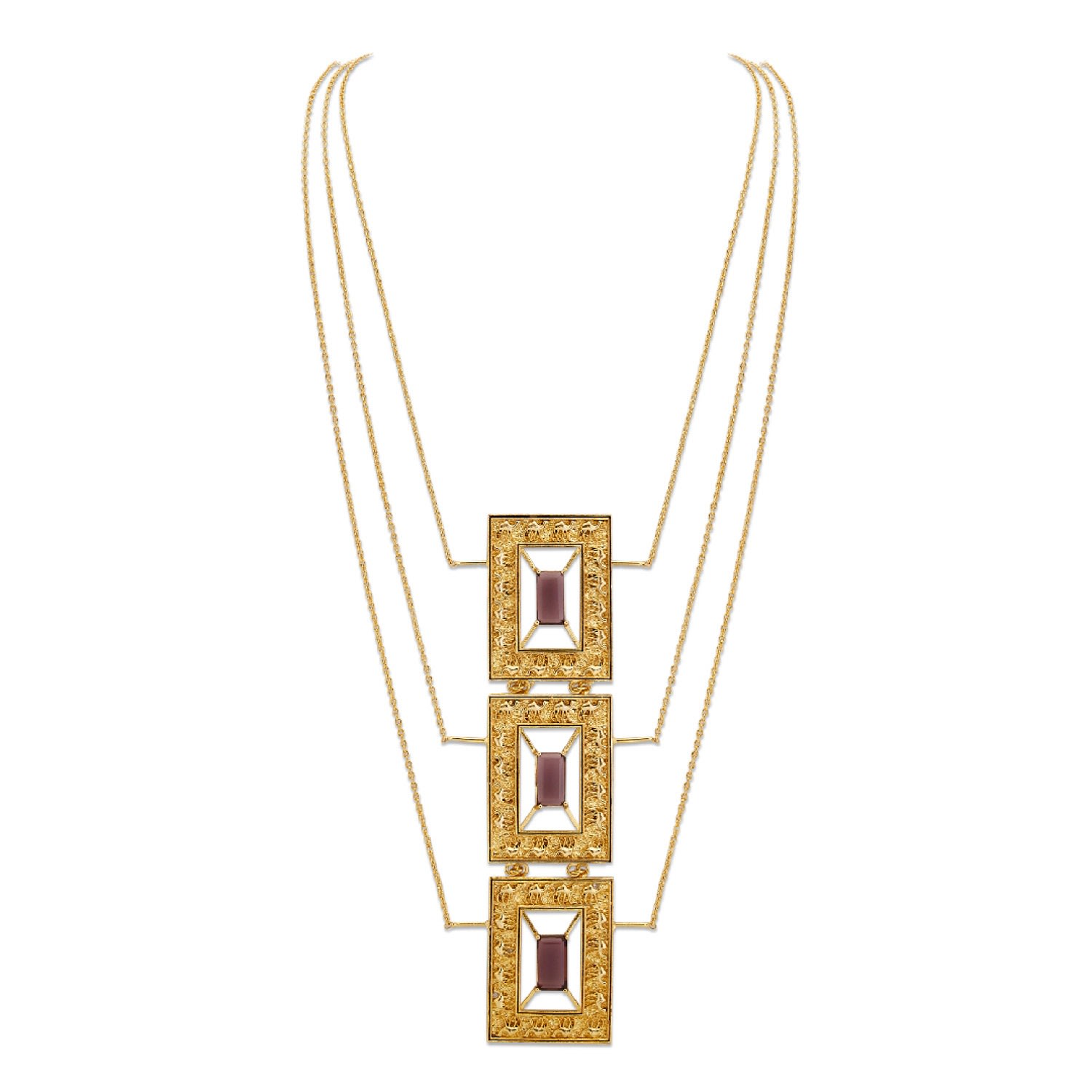 Women’s Gold Layered Kamel Necklace With Amethyst Dhwani Bansal