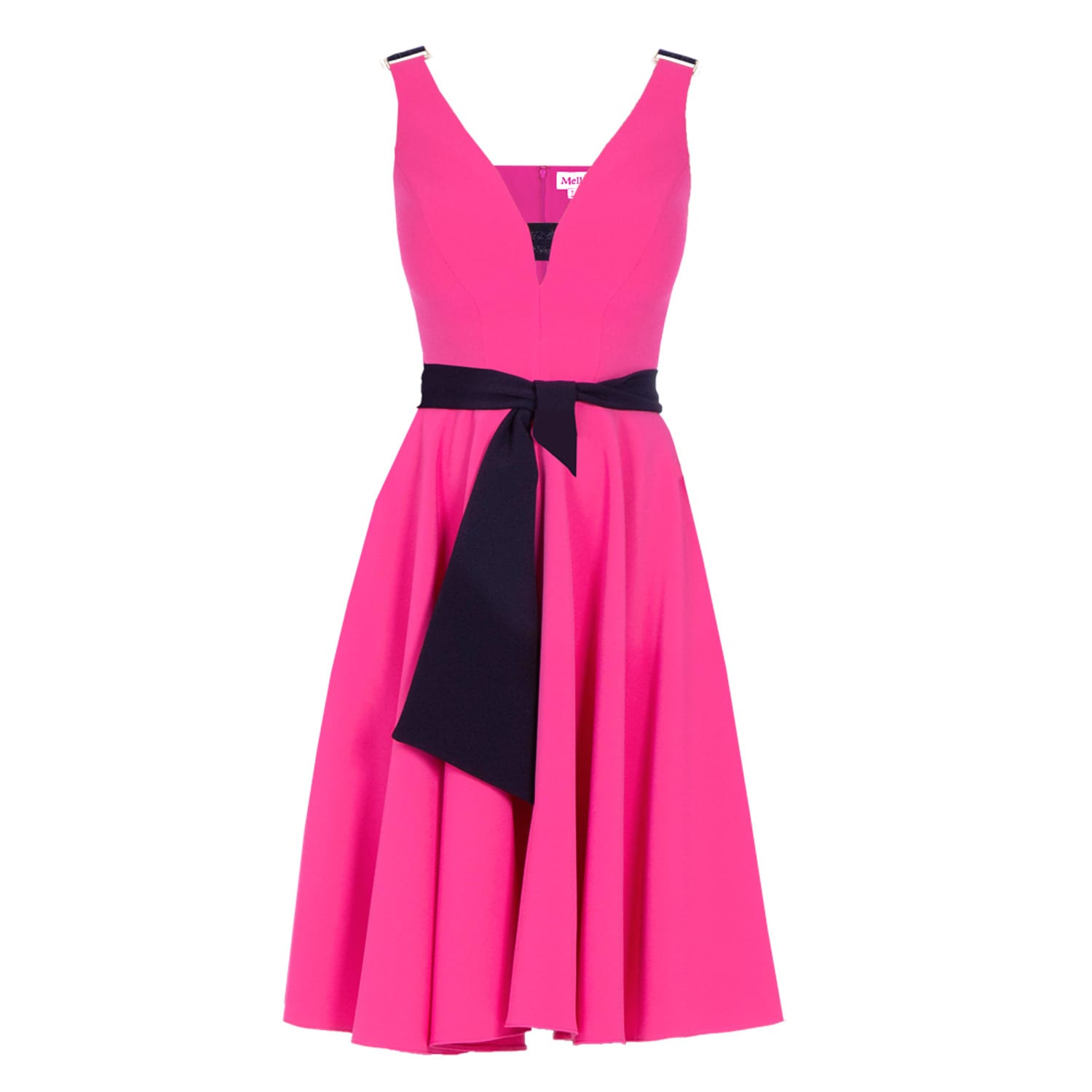 pink dress black belt