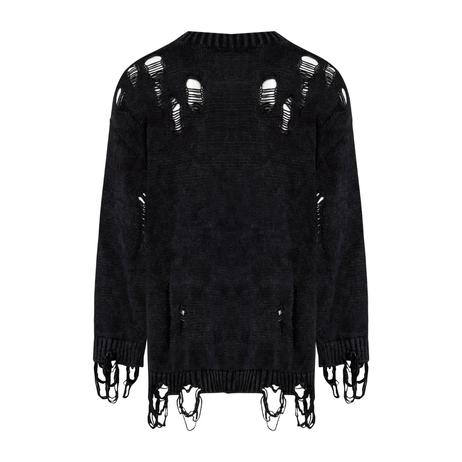 トップス AFB DISTRESSED SWEAT SHIRTS BLACK Your Itch Ripped Knit Sweat - Black | PCFG | Wolf & Badger