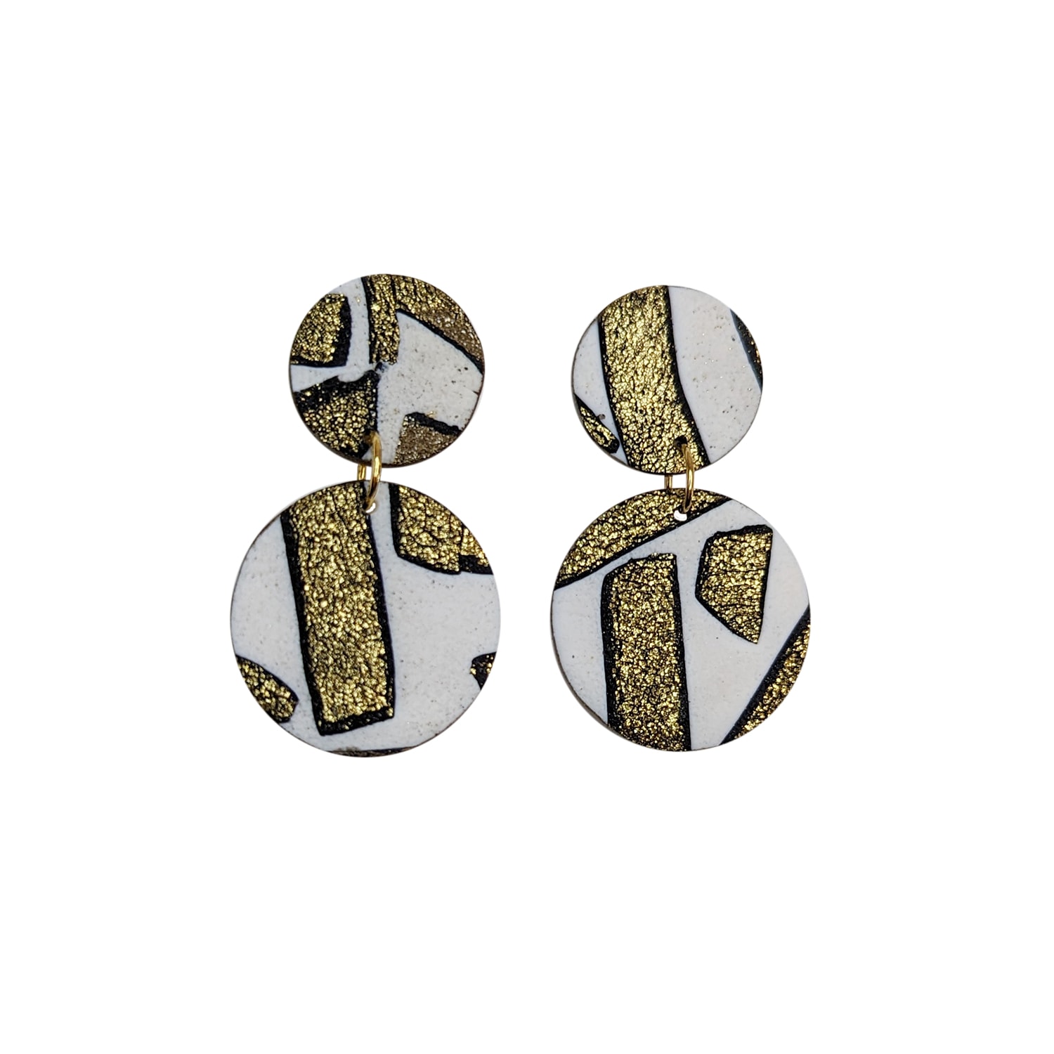 Women’s White / Black Romy Abstract White, Black And Gold Earrings Ziolla Designs