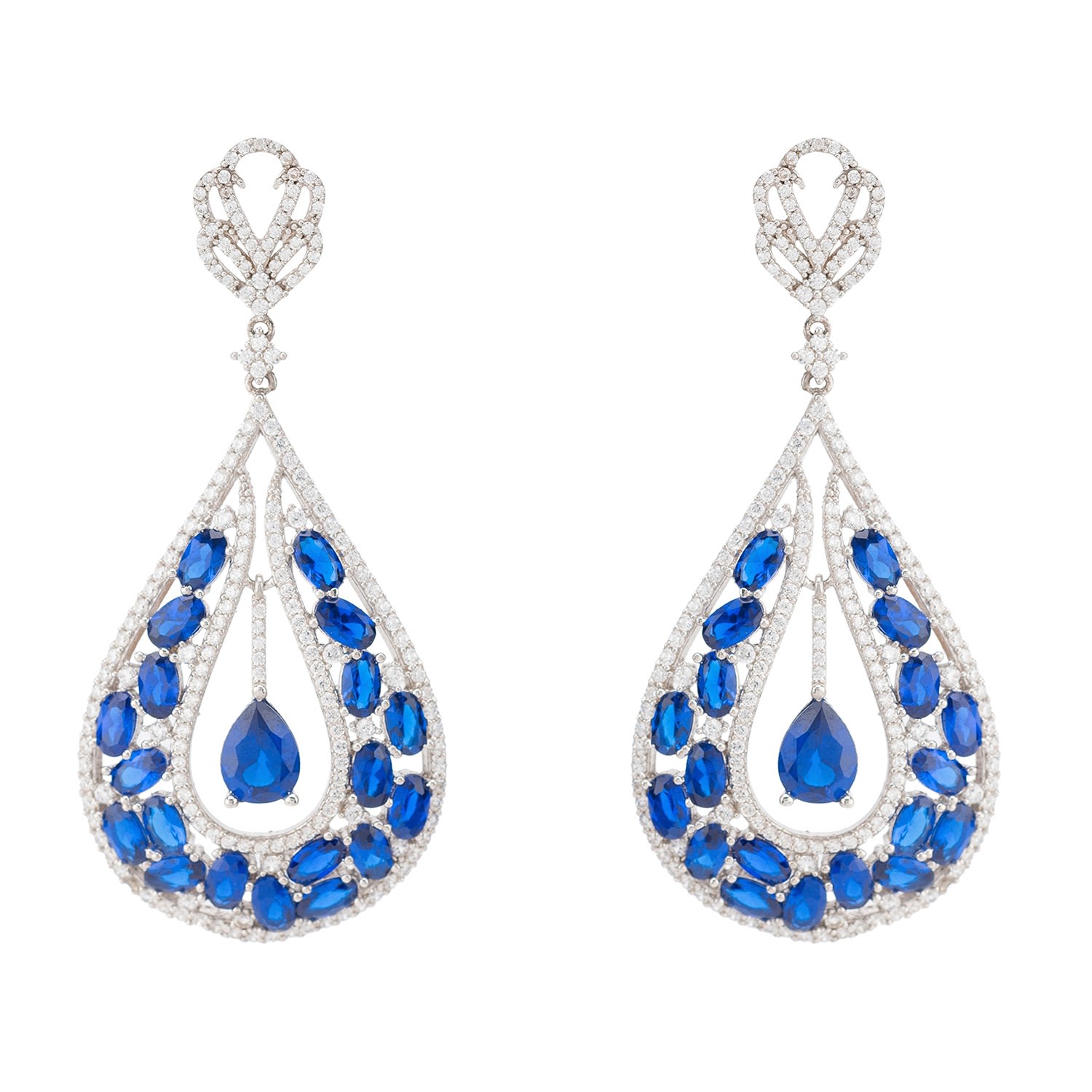 Women’s Blue / Silver / White Charlotte Teardrop Gemstone Earrings Sapphire Silver Latelita