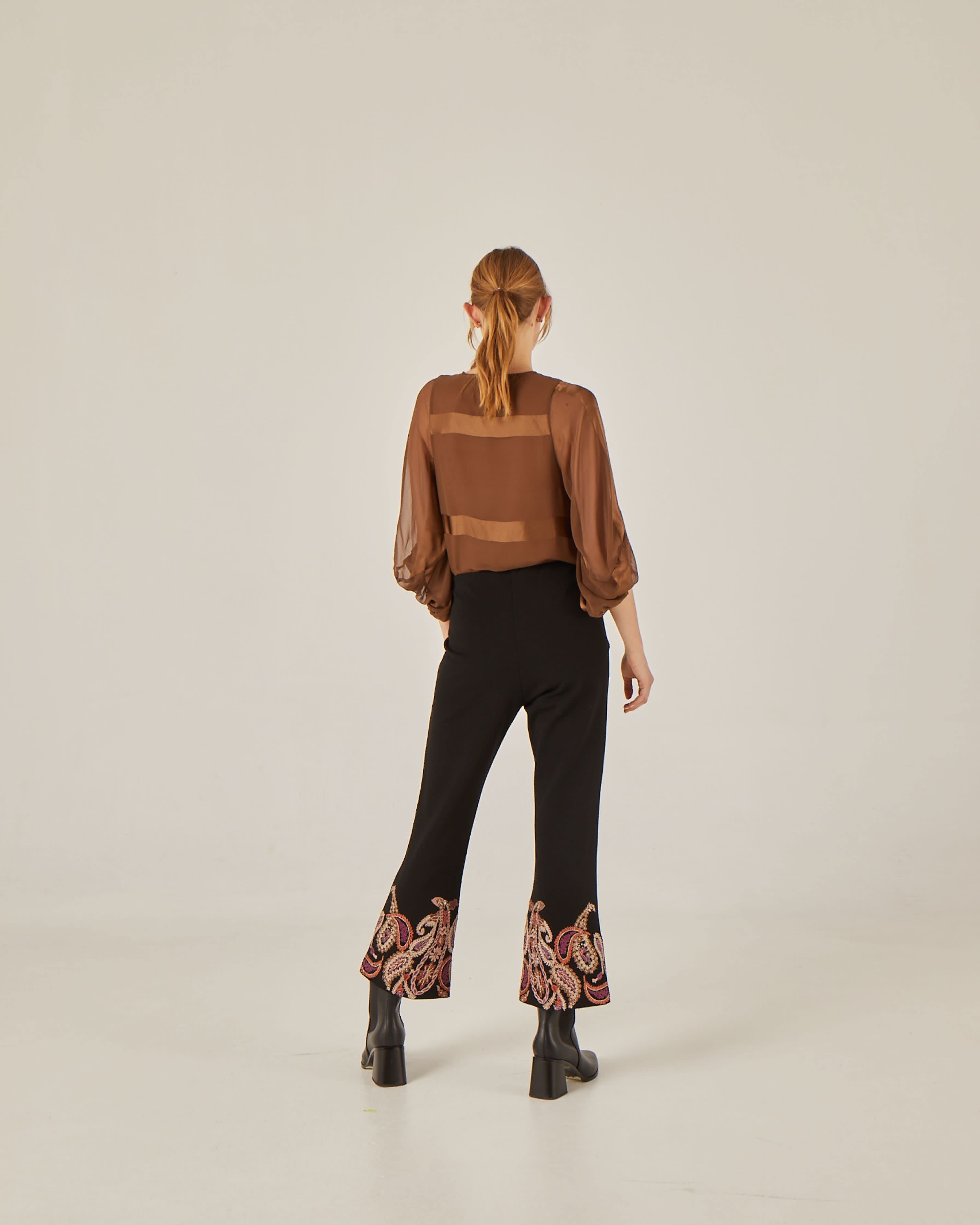 Long Sleeve Blouse With Belt Brown | NIZA | Wolf & Badger