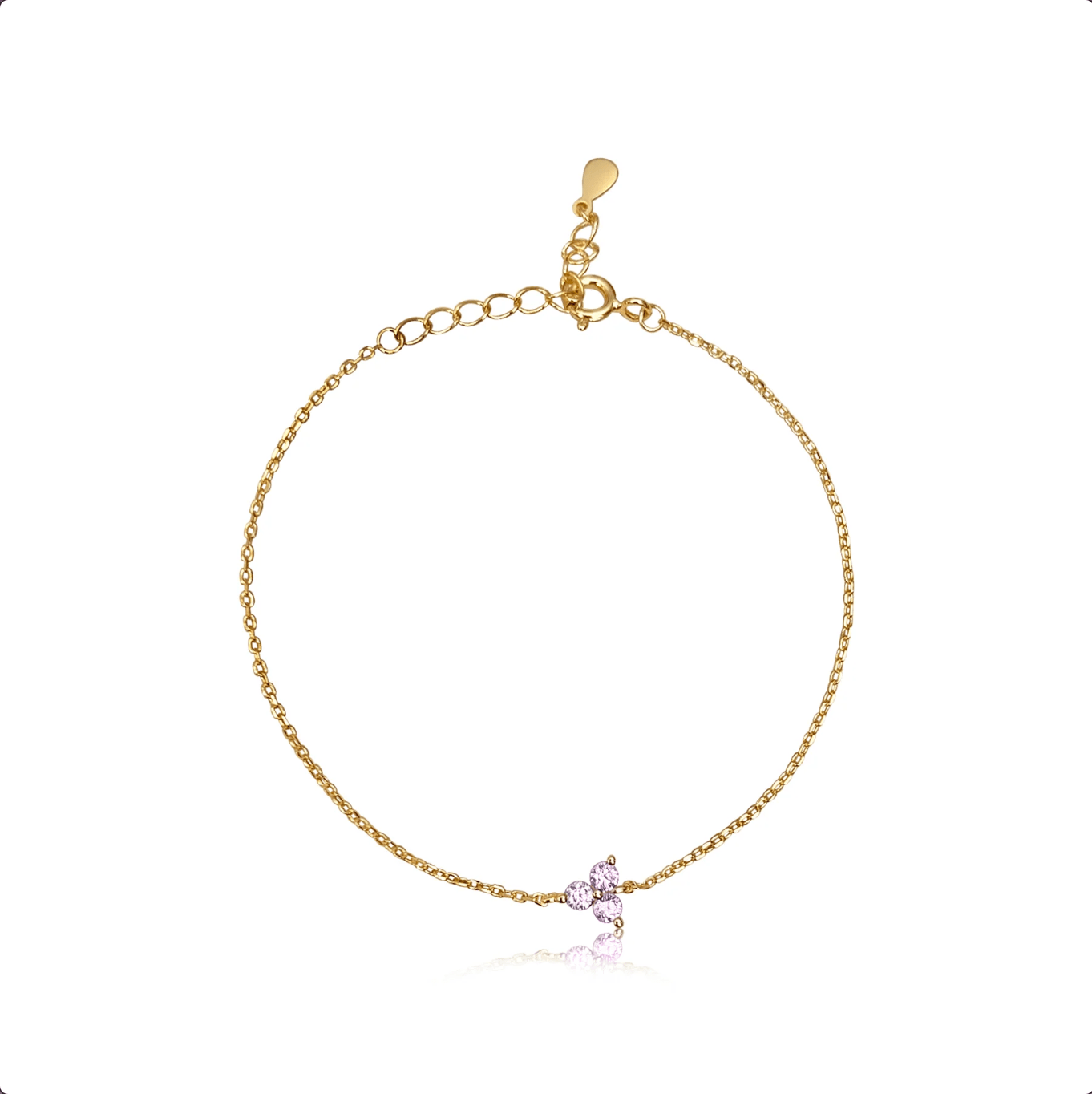 Mg Jewelry Women's Gold / Pink / Purple Mini Lotus Charm Bracelet Pink