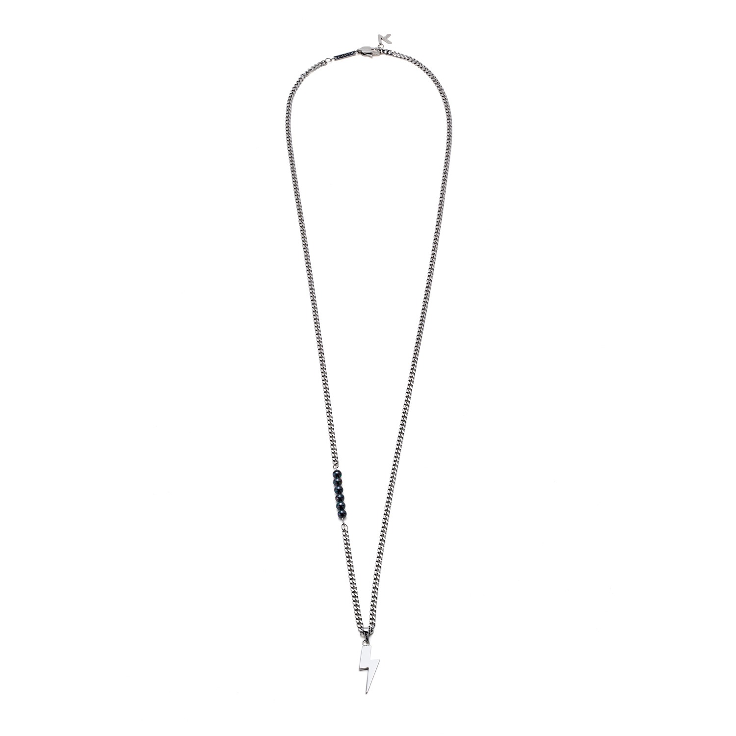 Women’s Duality Lightning Necklace - Silver & Black Pearl 760Mm Klasse14