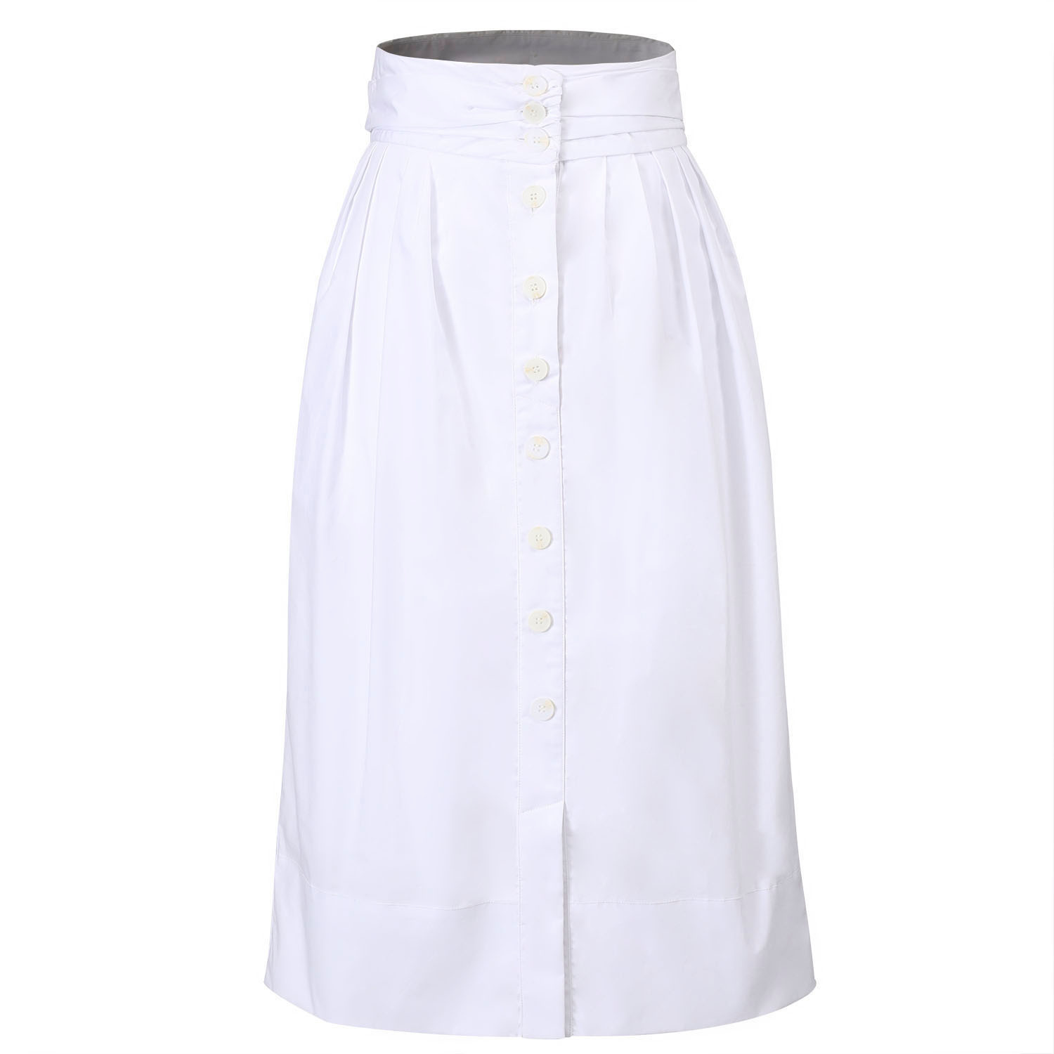 Smart And Joy Women's Buttoned Straight Skirt In Cotton - White In White