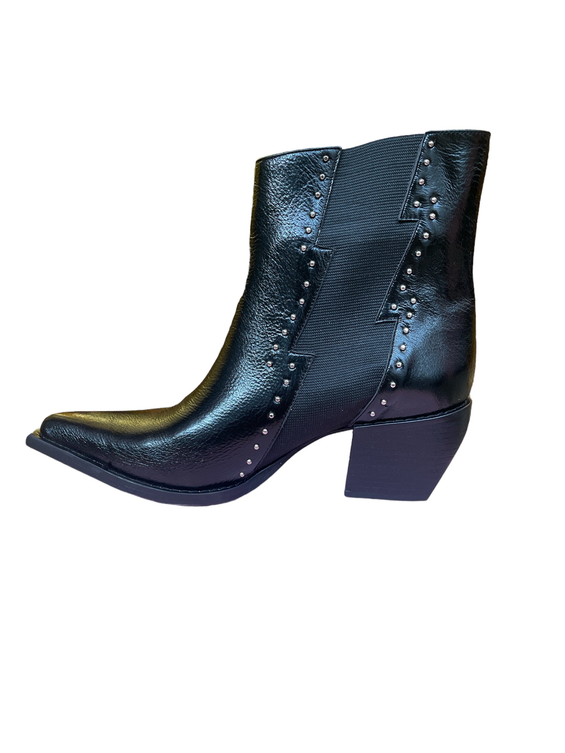 Any Old Iron Women's Black / Silver The Black Lightning Bolt Leather Boots In Black/silver