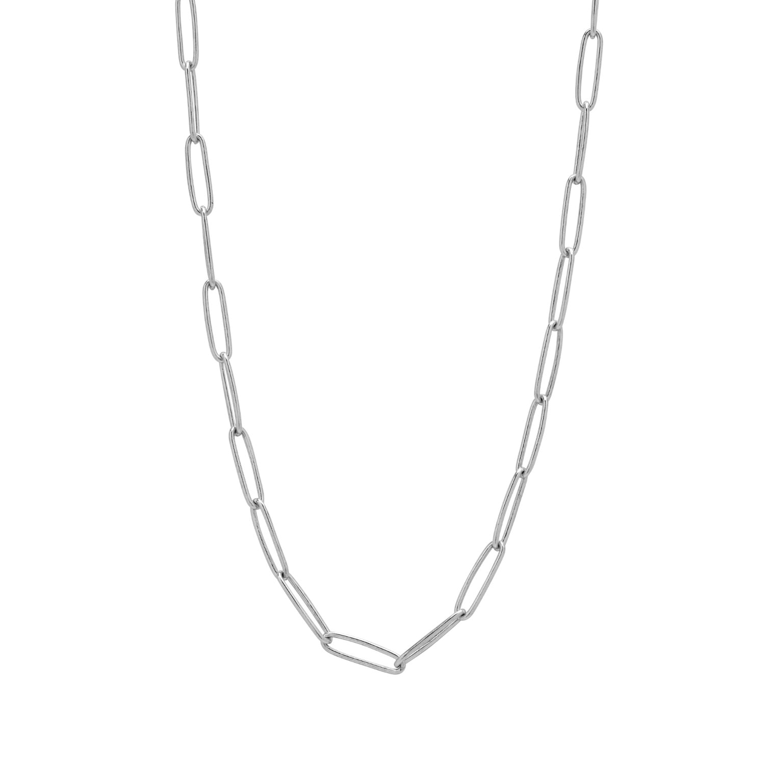 Spero London Women's Large Rectangular Sterling Silver Chain Necklace - Silver