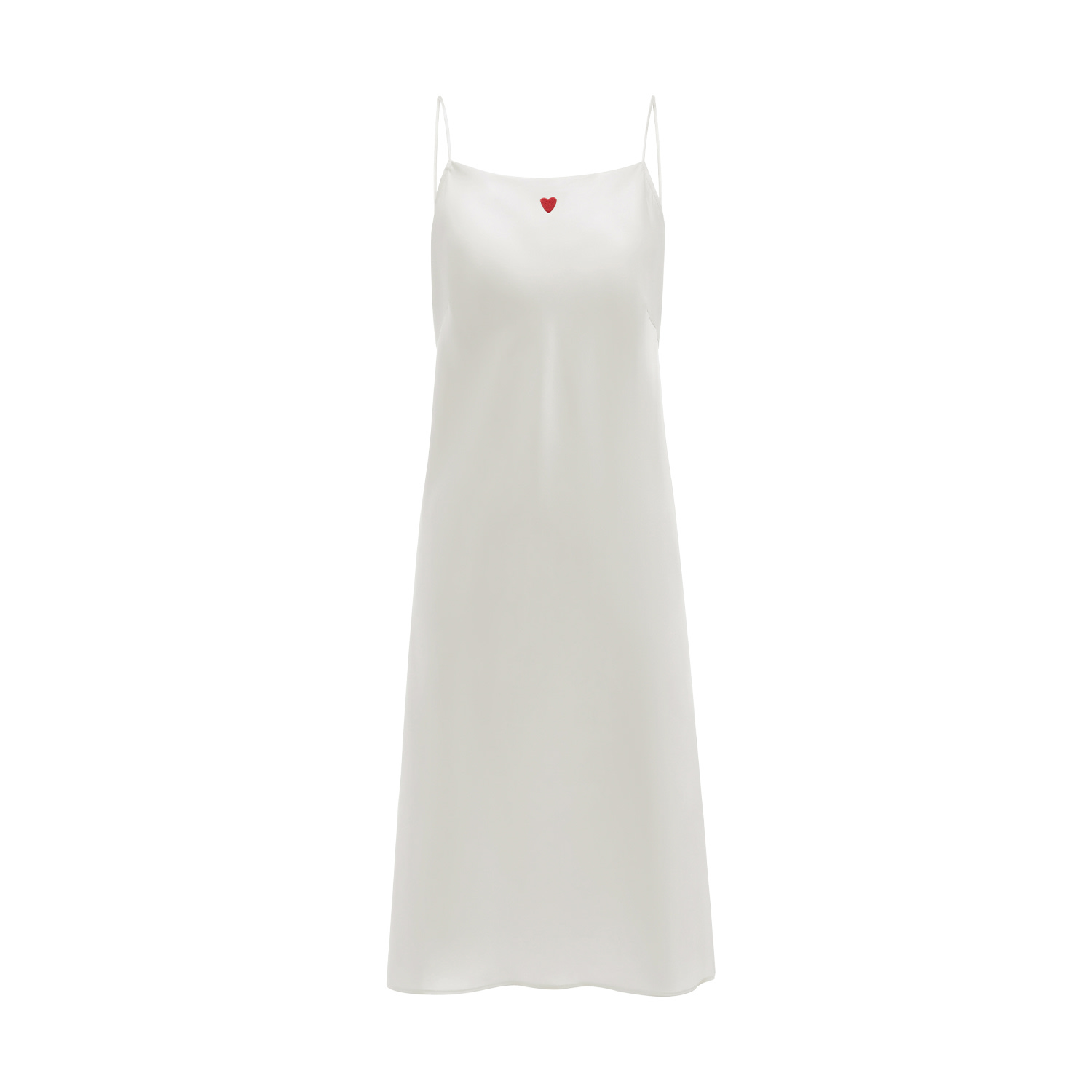 Not Just Pajama Women's Little Heart Collection Silk Slip Dress - White In White