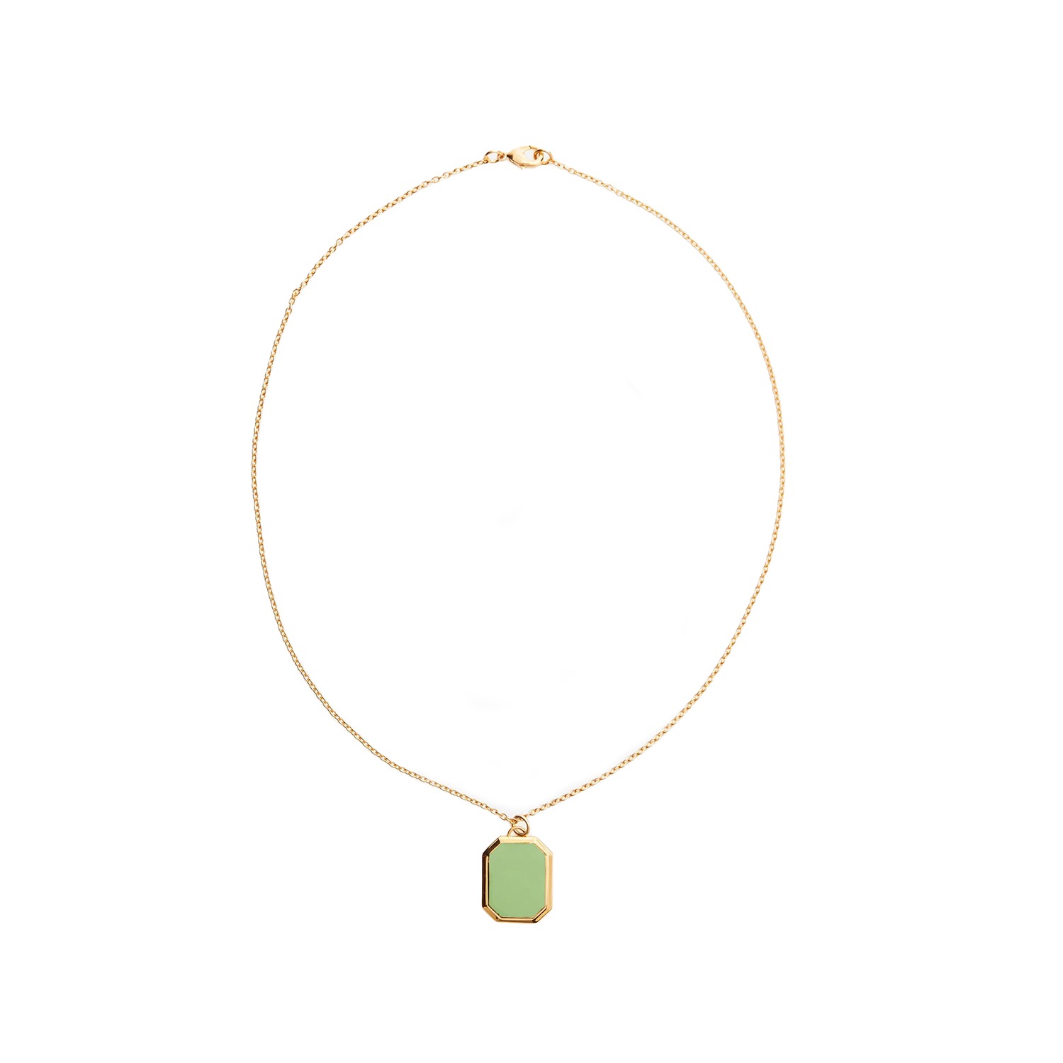 Women’s Enamel Pendant Necklace - Gold! - Green Lovard