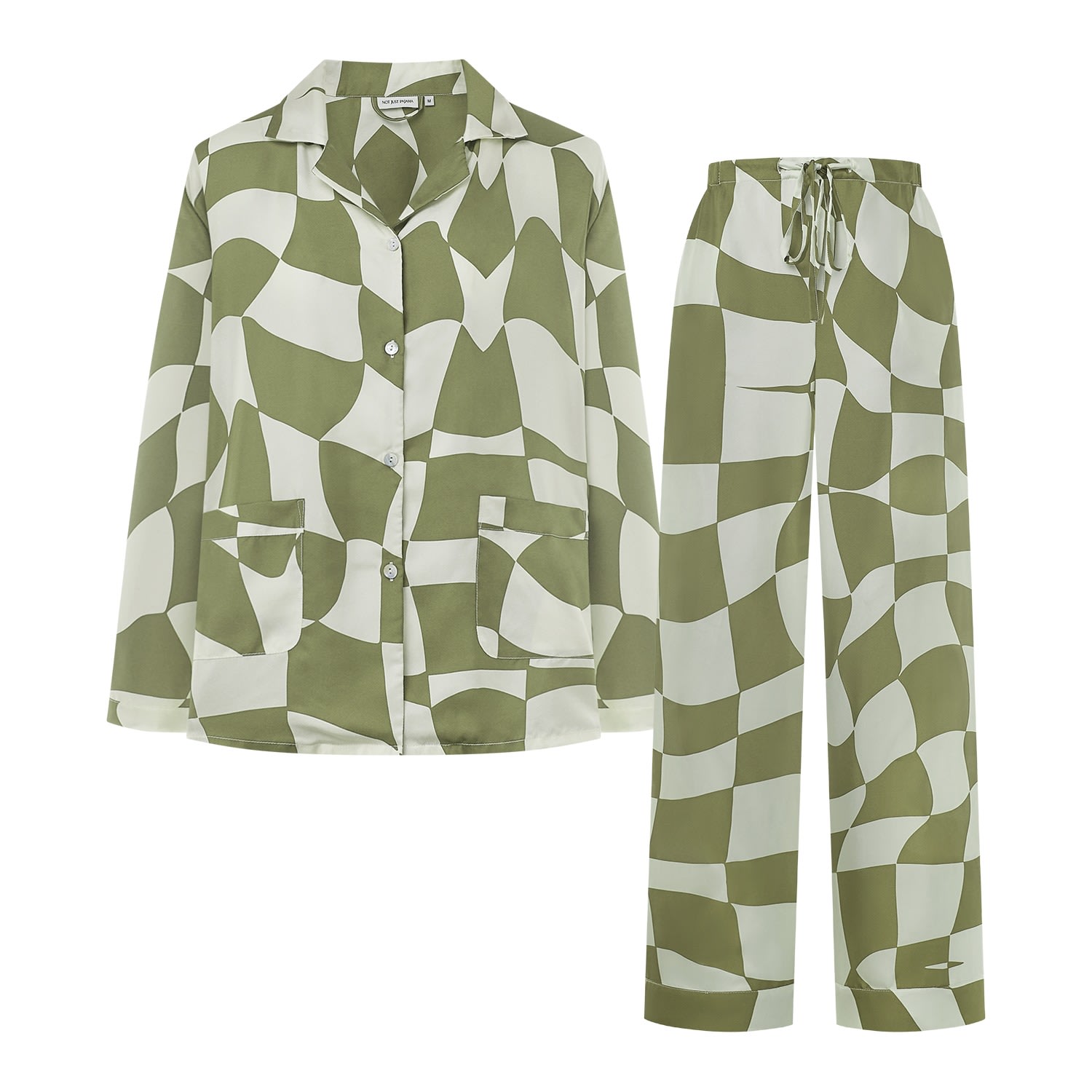 women's not just pajama king of chess long silk pajama set for men - green m