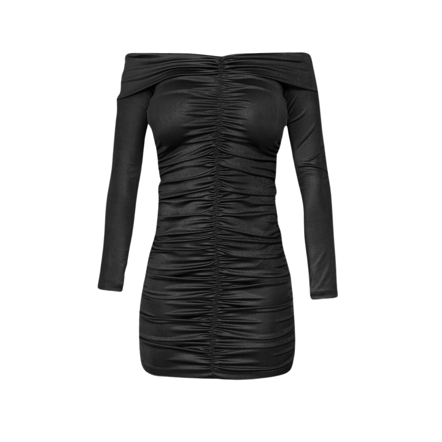 Cliche Reborn Women's Mini Off Shoulder Ruched Dress In Black