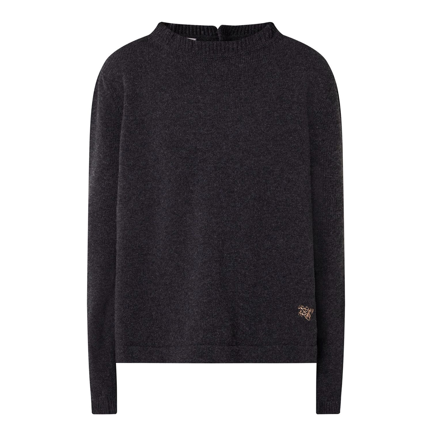 Women’s Black / Grey / Neutrals Charcoal Frill Sweater S/M Urban Aran