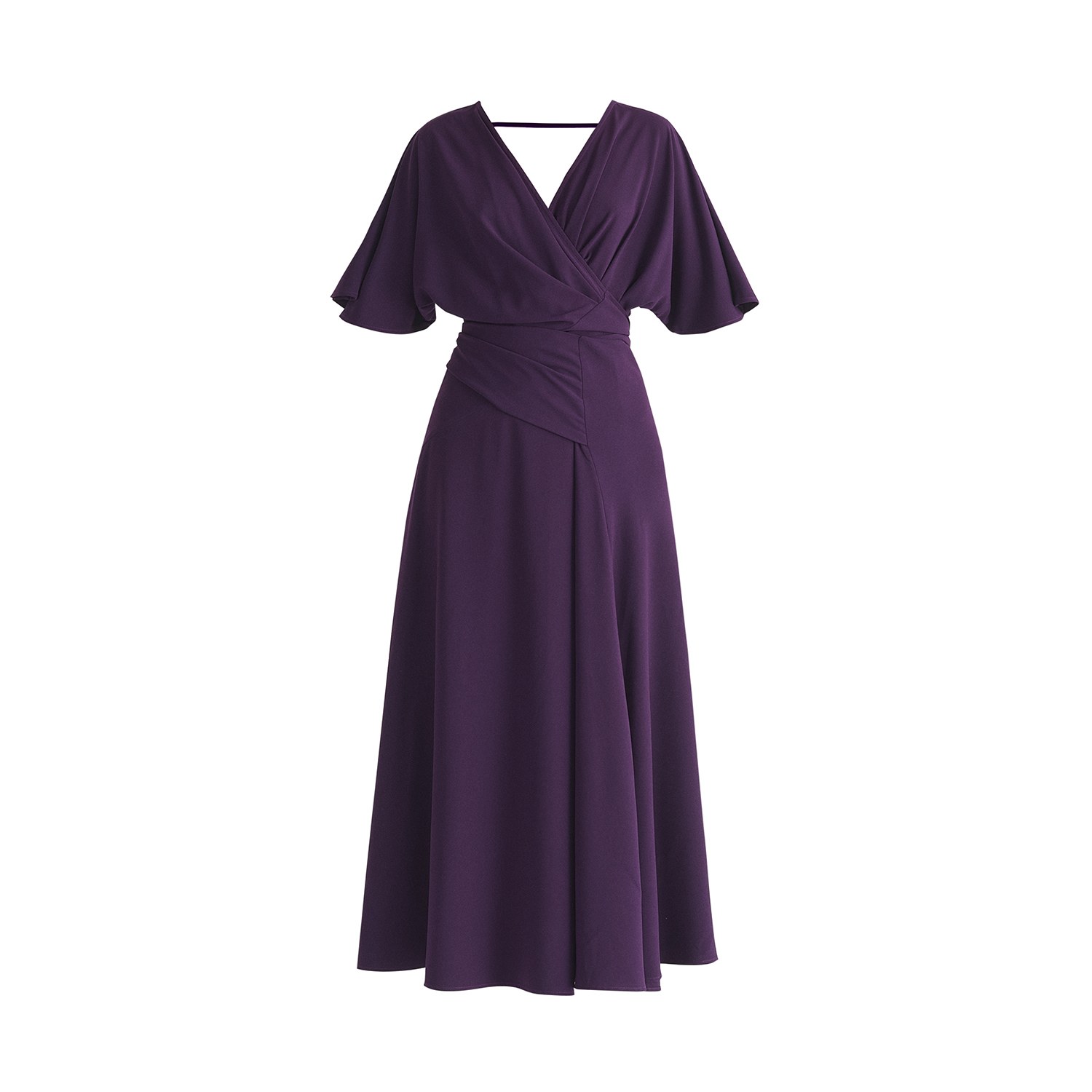 Paisie Women's Pink / Purple Flare Sleeves Maxi Wrap Dress In Midnight Plum In Pink/purple