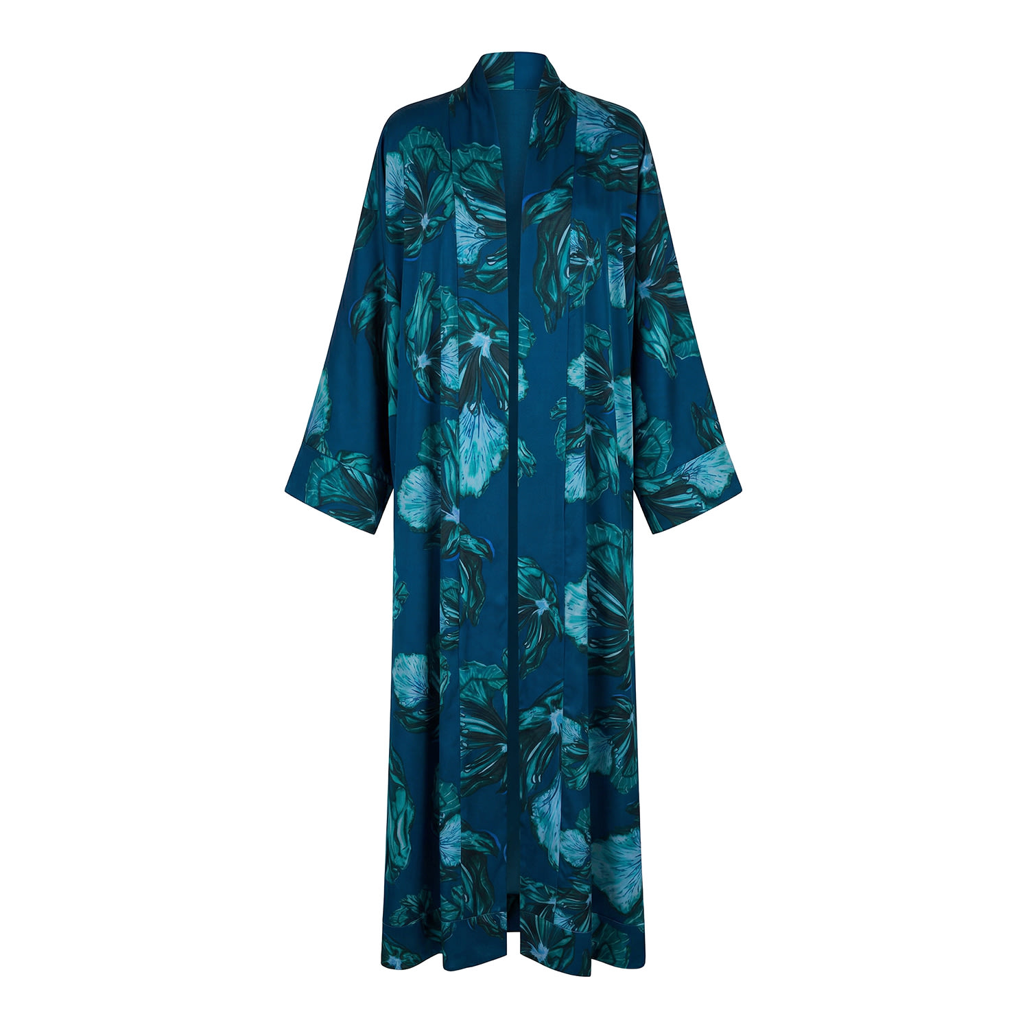 Women's Blue Floral Bomb Abaya Kaftan | One Size | Janara Jones