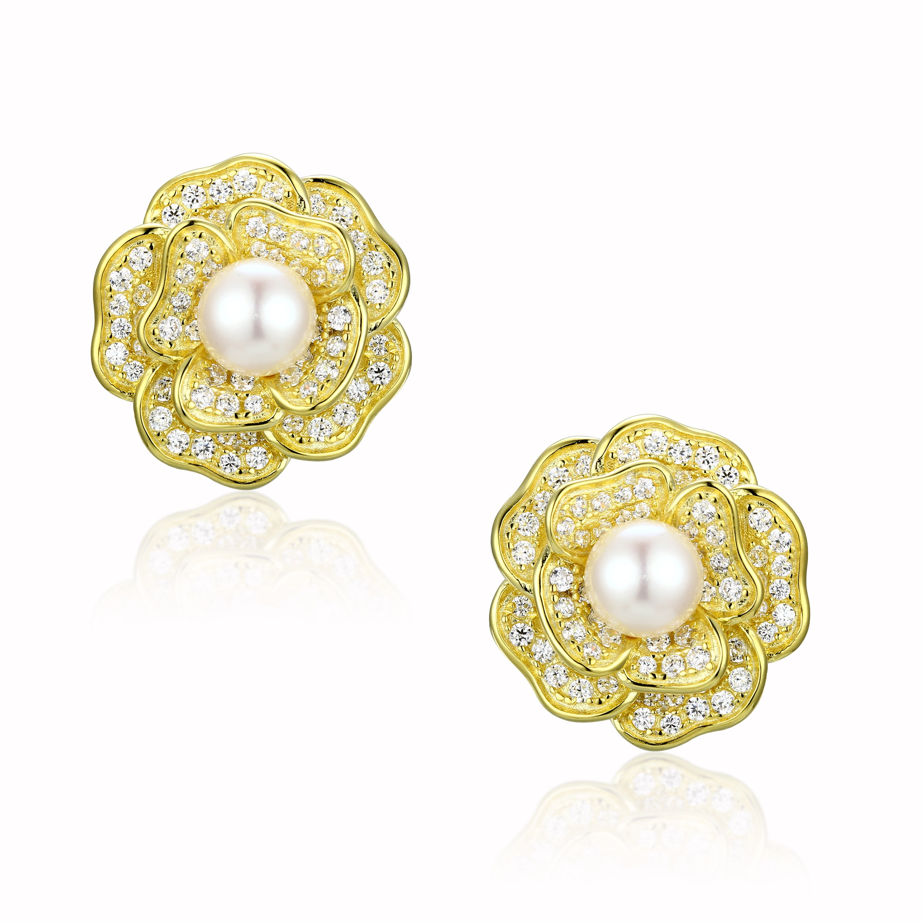 Women’s Tsarina Flower & Freshwater Pearl Gold-Plated Silver Earrings Santinni