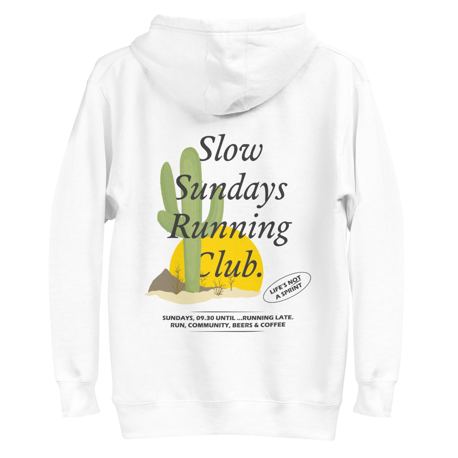 Anchor & Crew White Cactus Slow Sundays Running Club Cotton Blend Hoodie - Men In White