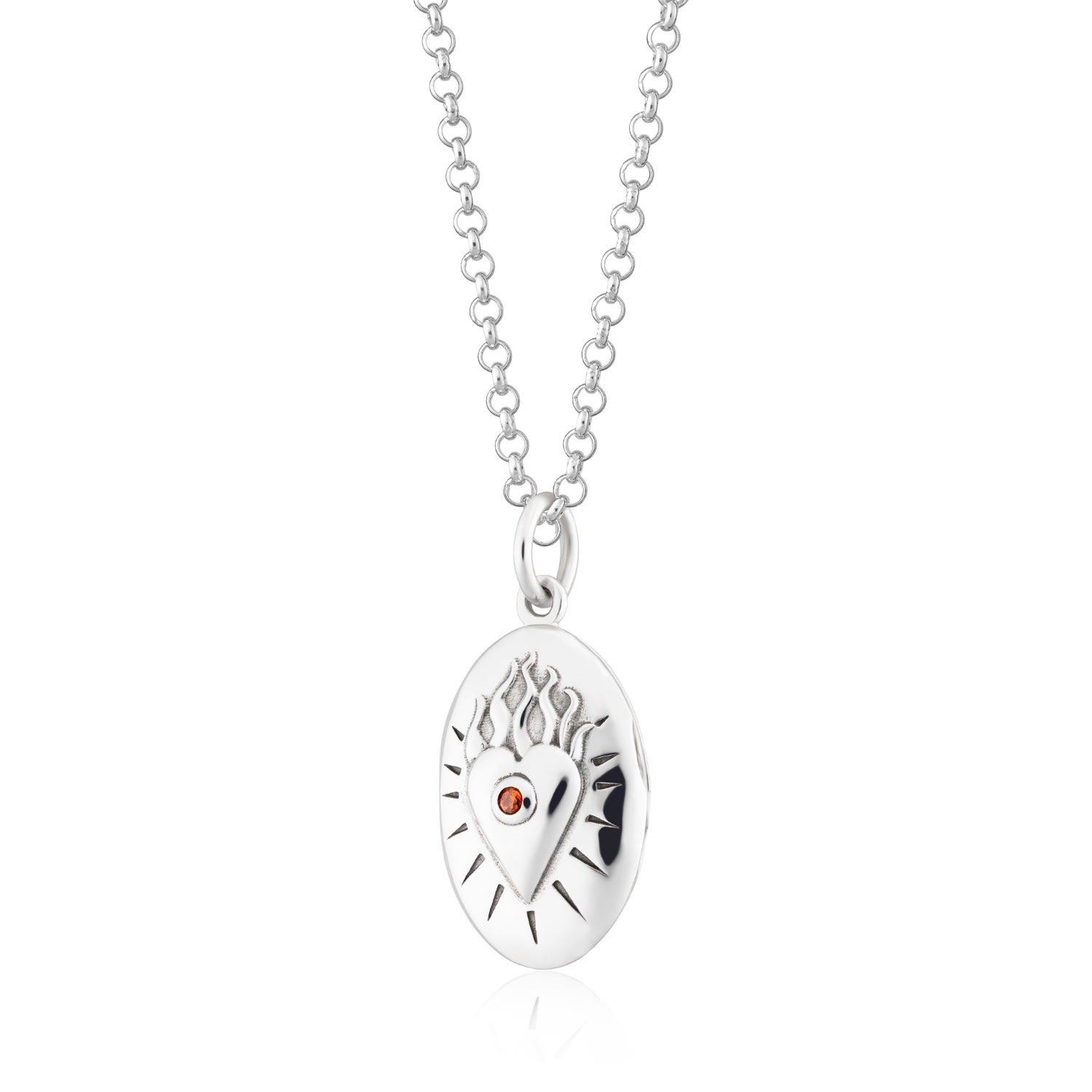 Women’s Silver Flaming Heart Locket Necklace Scream Pretty