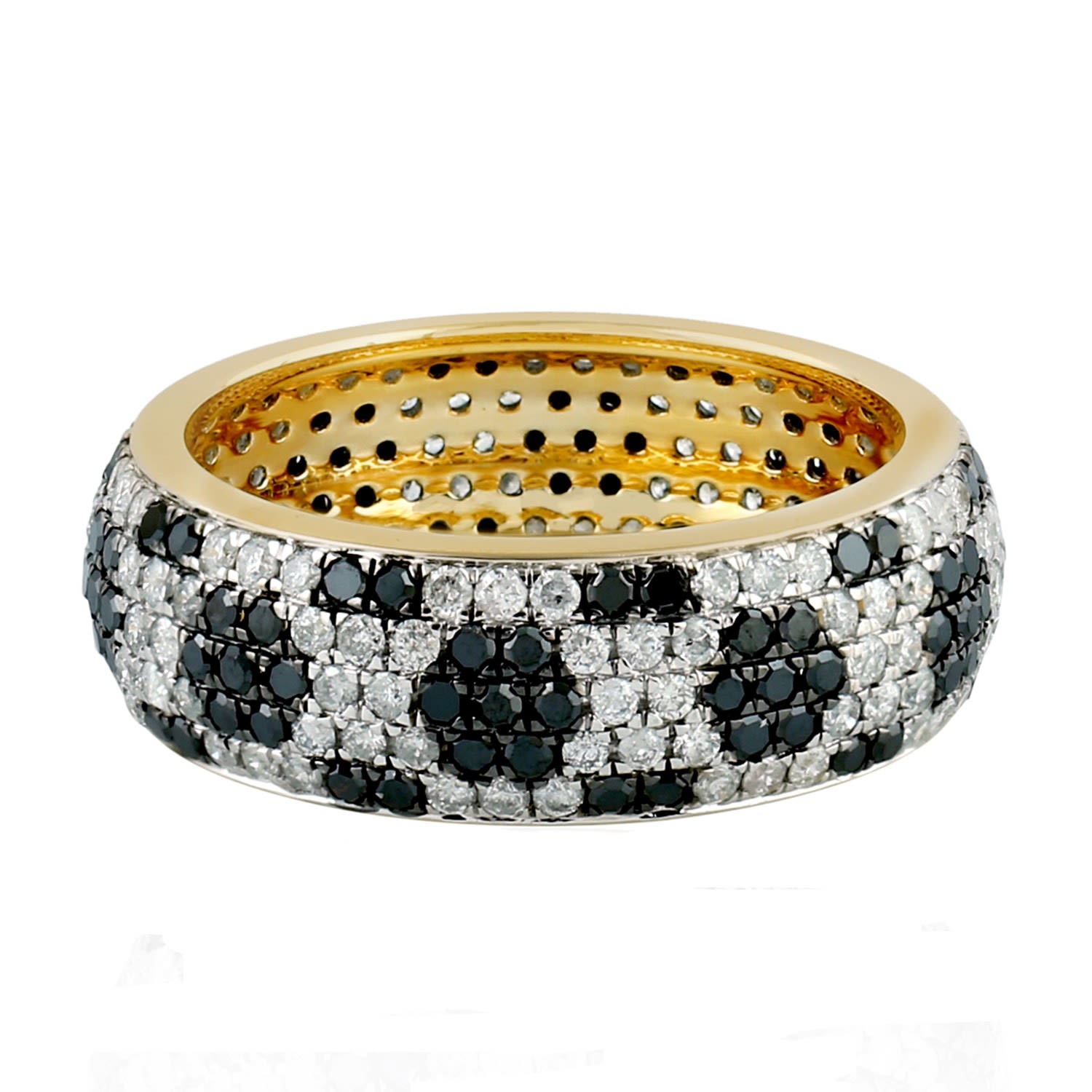 Women’s Gold / Black / White Black & White Diamond Band Ring Yellow Gold Handmade Jewelry Artisan