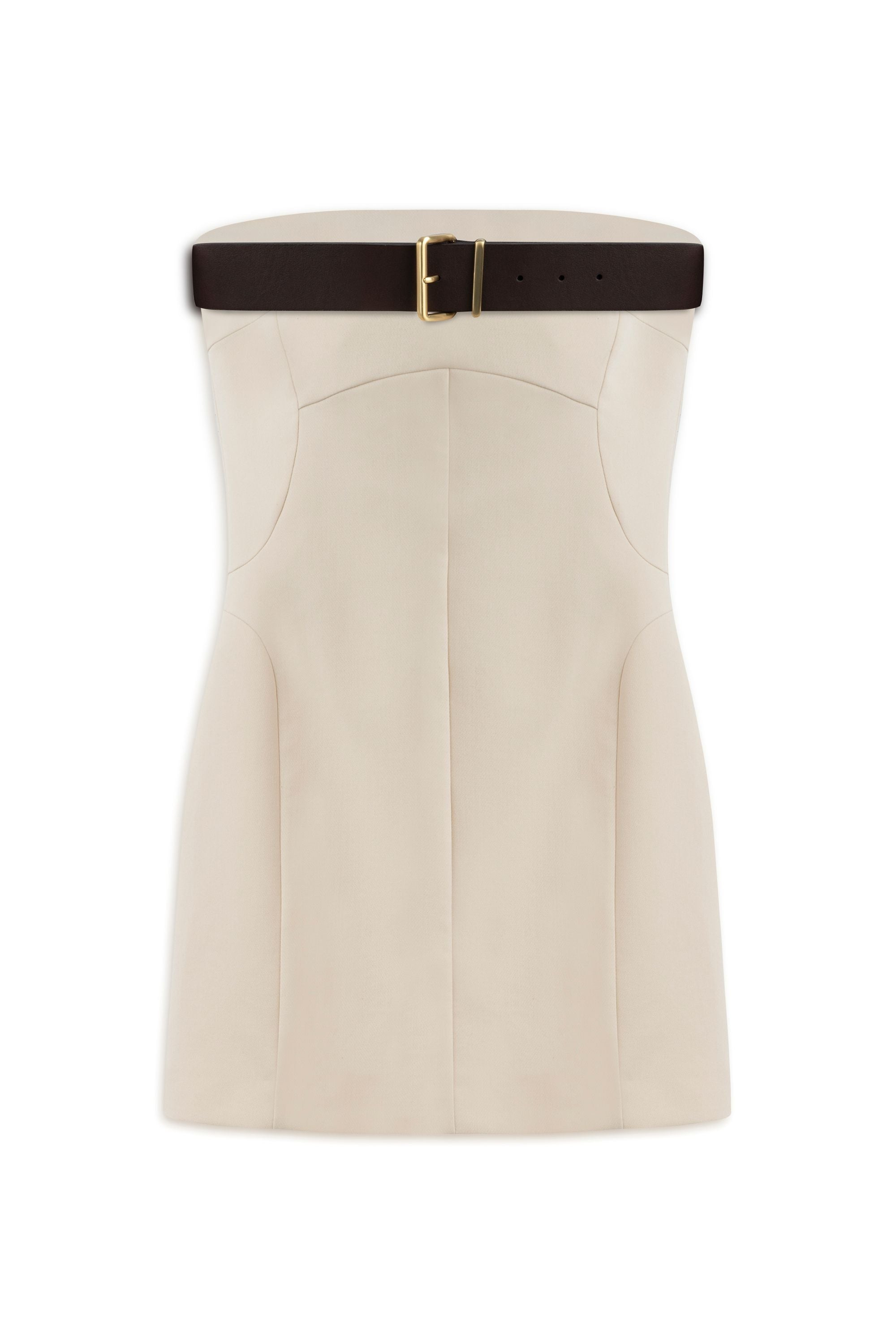 Nocturne Women's Neutrals Belt Detailed Mini Dress In White