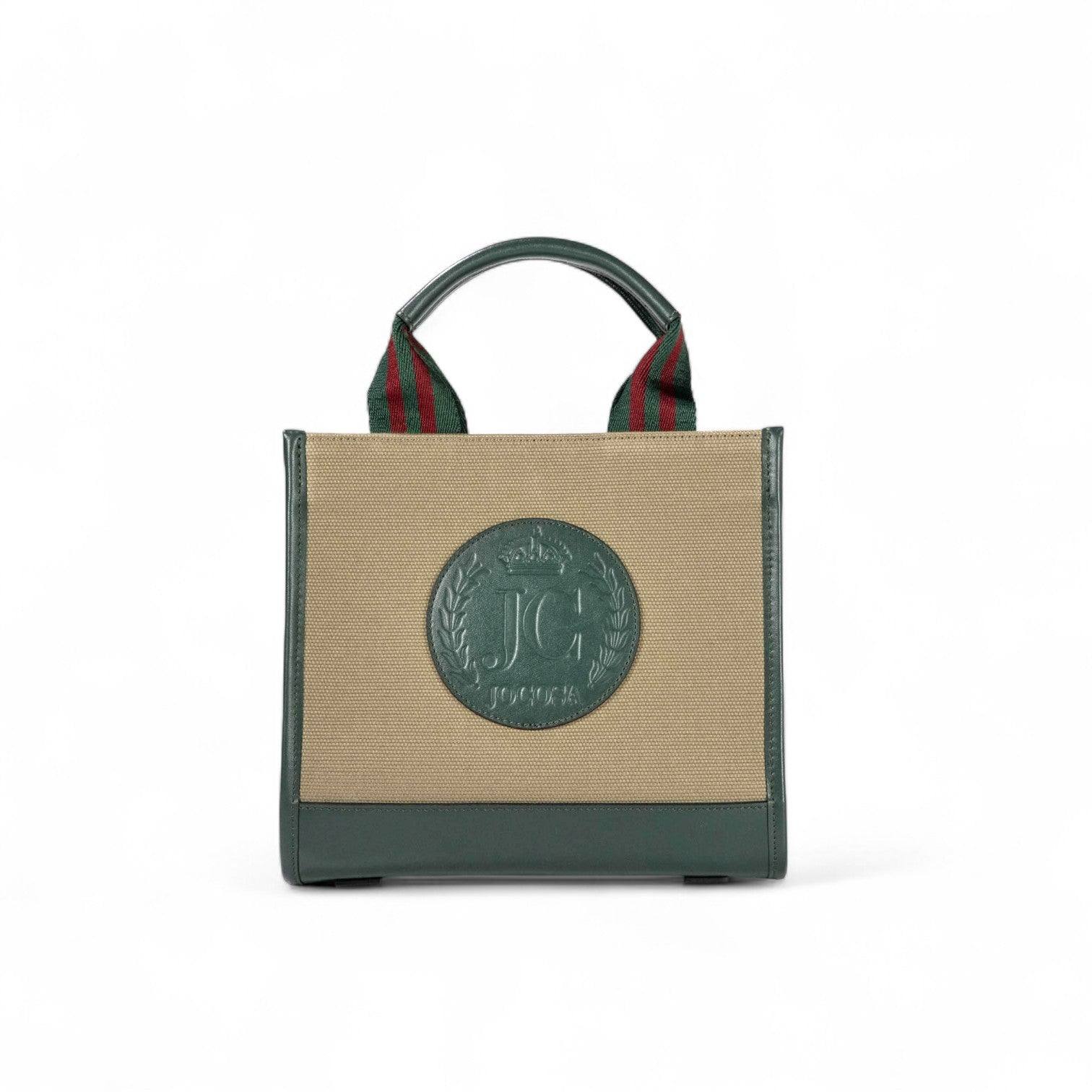 Jocosa Women's Green / Grey Mini Tote Bag - Khaki & Green With Green - Bordeaux Strap