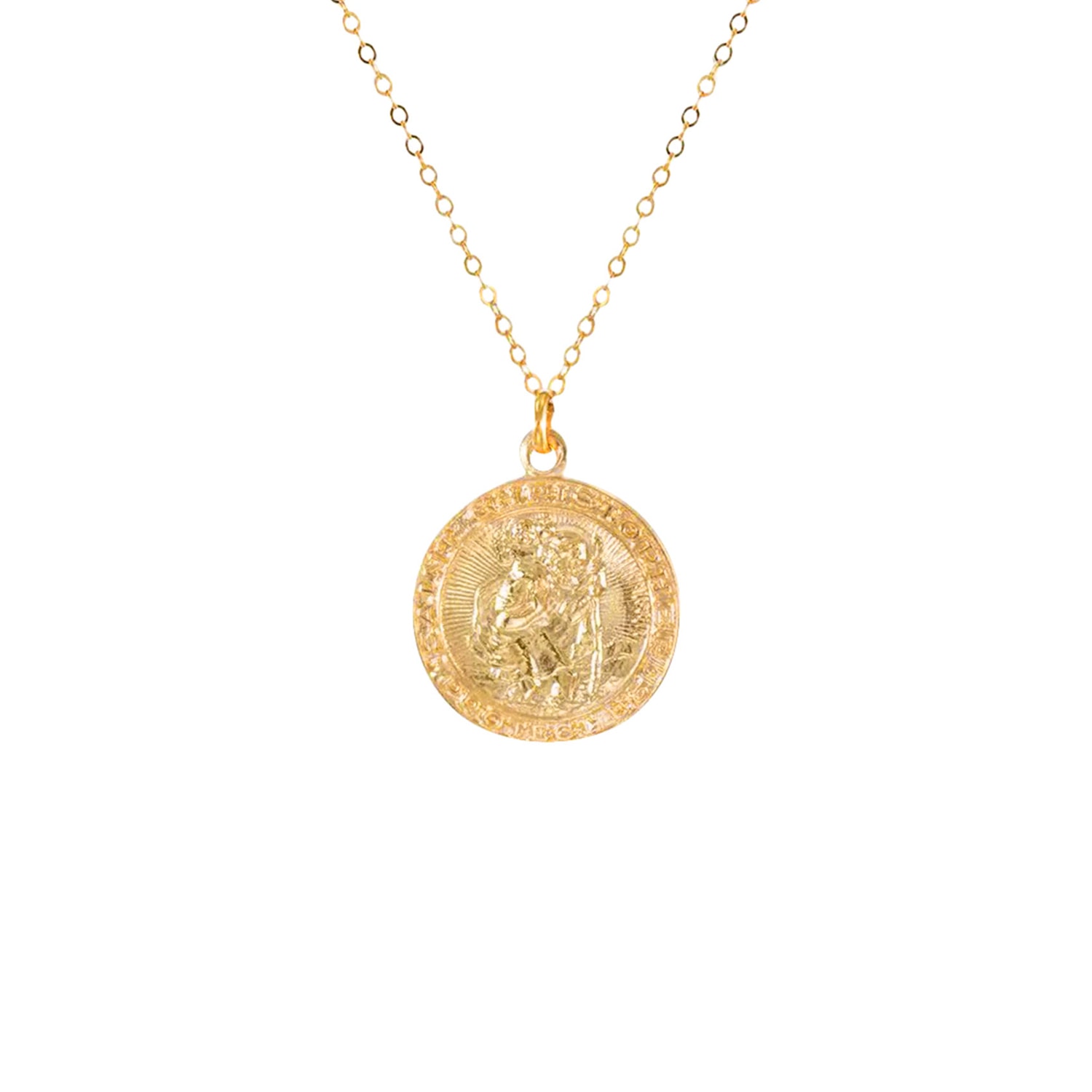 Outofoffice Women's St Christopher Charm Necklace Pendant Gold Delicate Chain