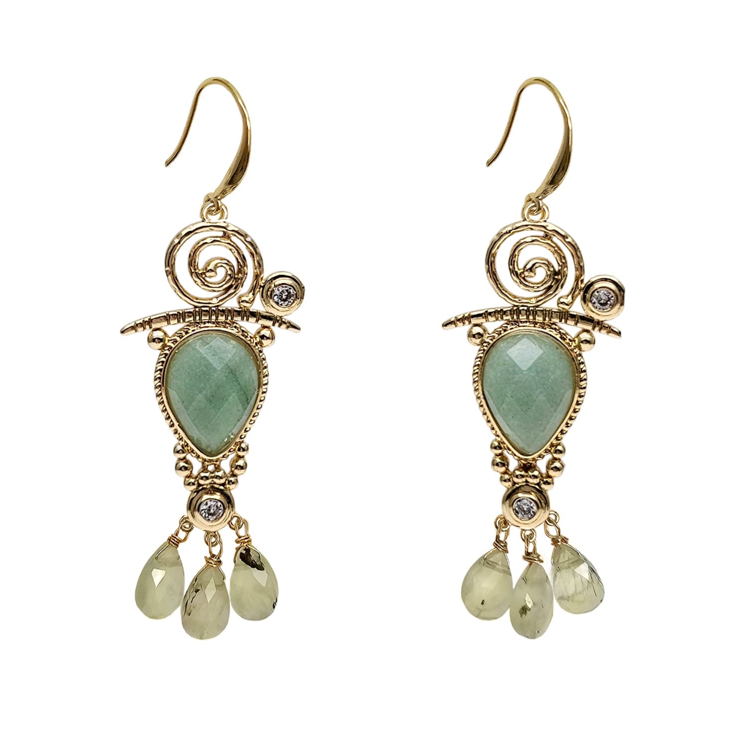 Farra Women's Green Gemstone Chandelier Earrings