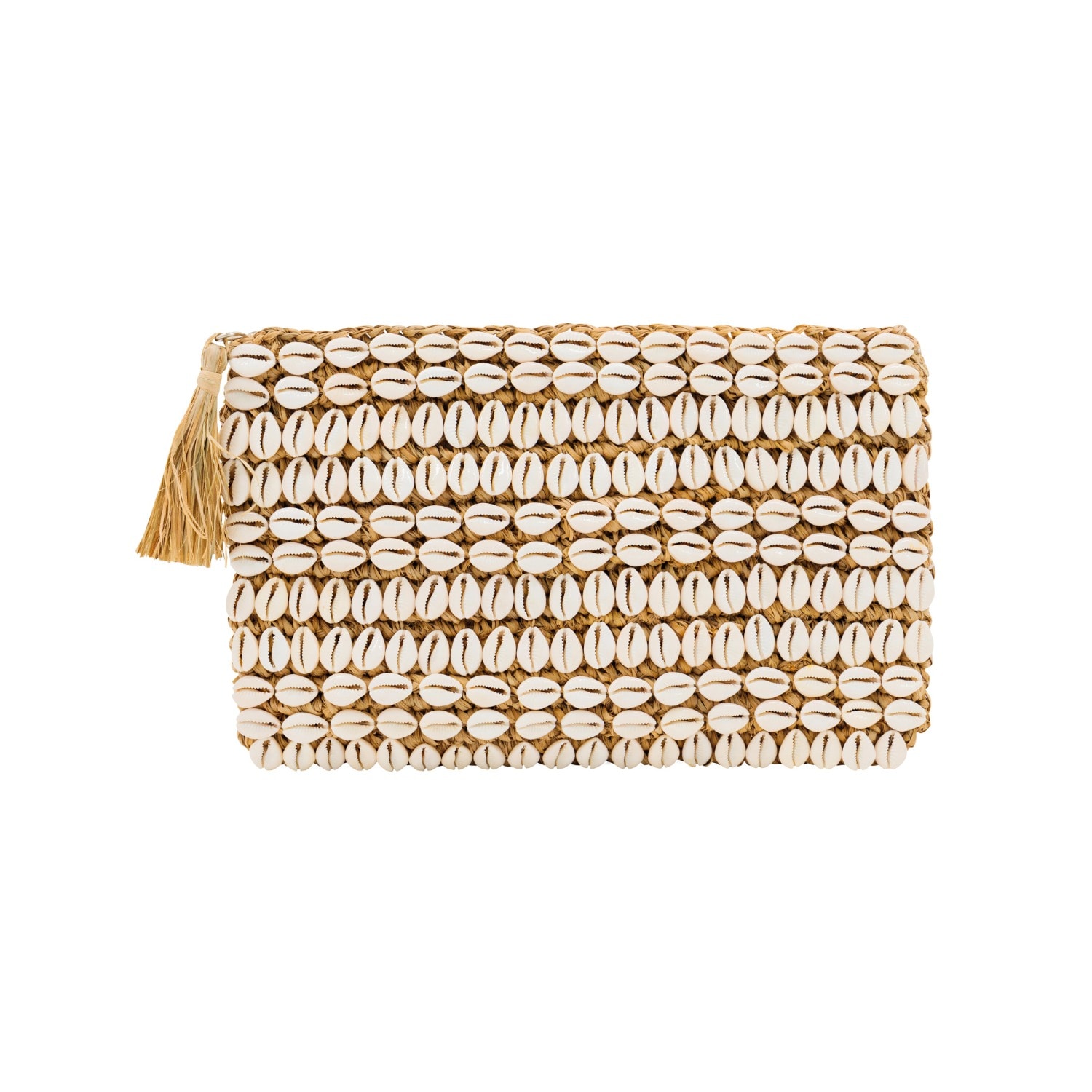 Ohsun Women's Neutrals / White Celine Raffia Cowrie Shell Clutch
