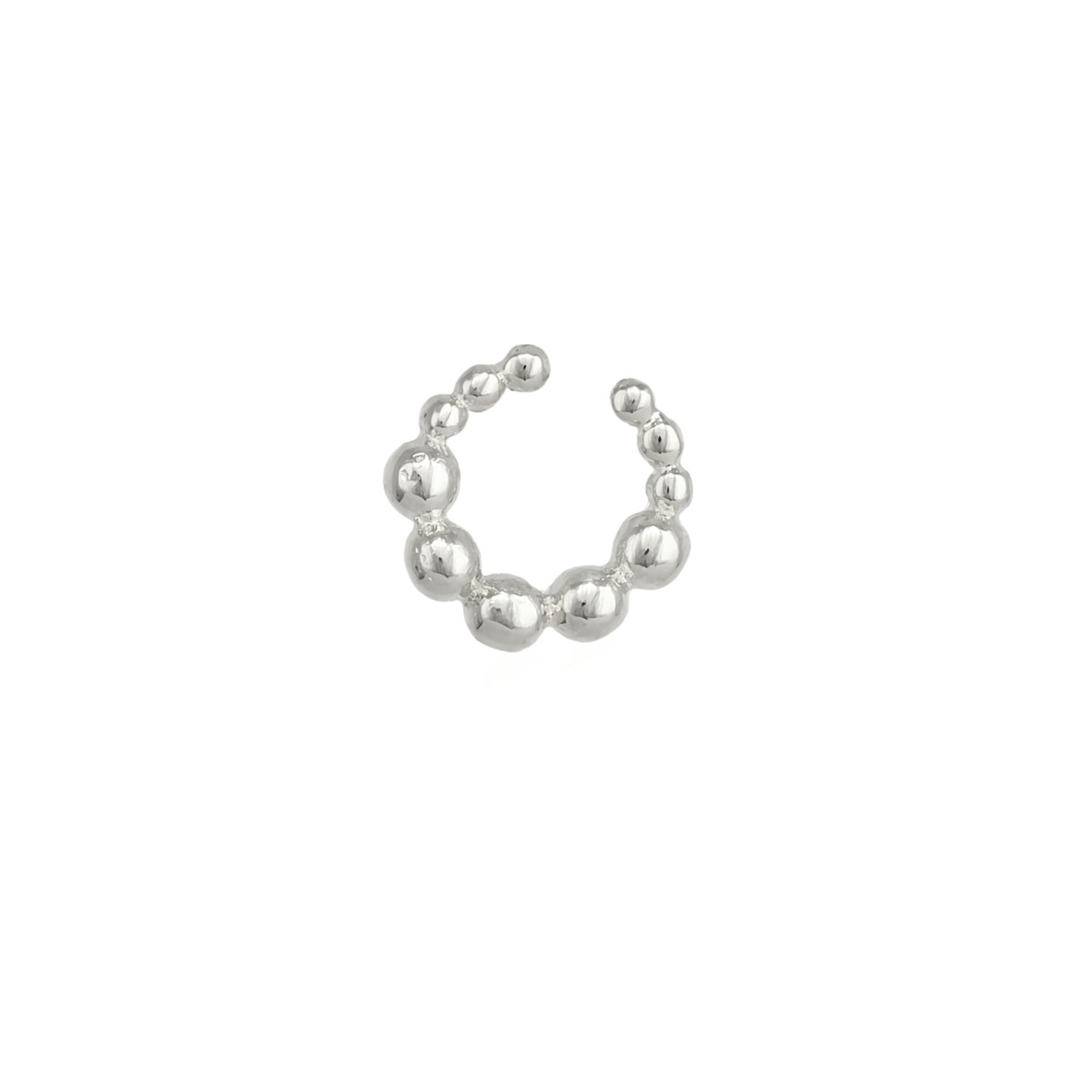 Spero London Women's Fancy Bubble Bead Sterling Silver Ear Cuff No Piercing In Metallic